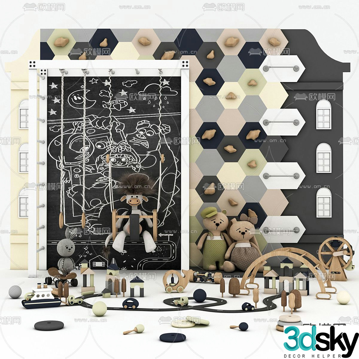 Children's play equipment rock climbing wall 3d model