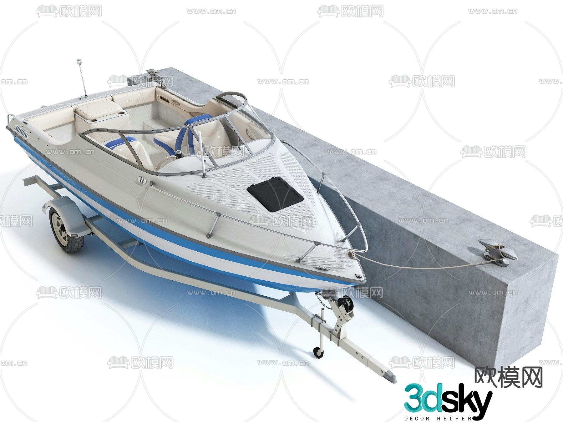 lifeboat sightseeing boat speedboat 3d model
