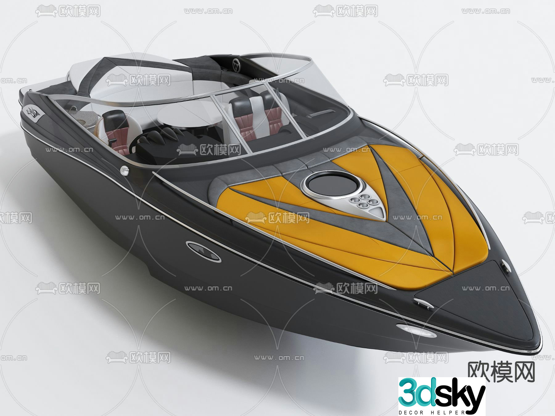 speed boat sightseeing boat 3d model