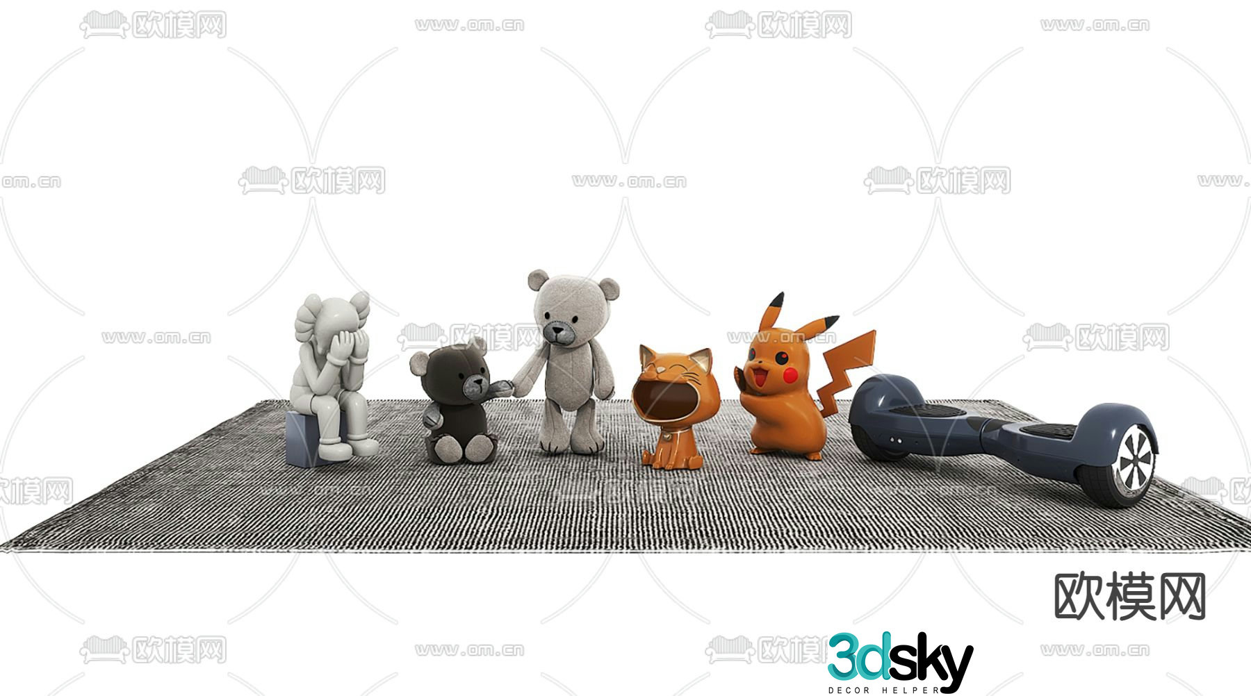 Balance car teddy bear pikachu violent bear 3d model