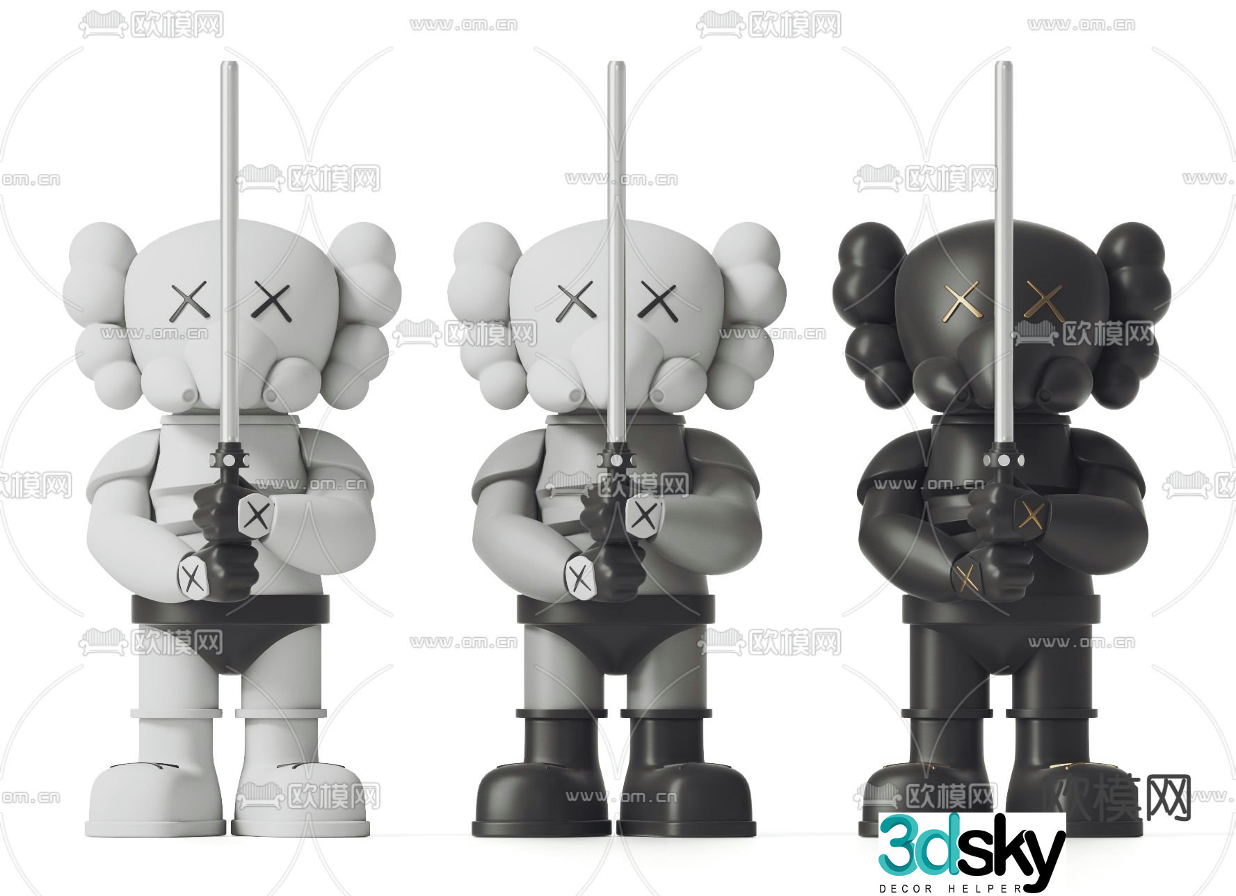 kaws sculpture trendy ornaments 3d model