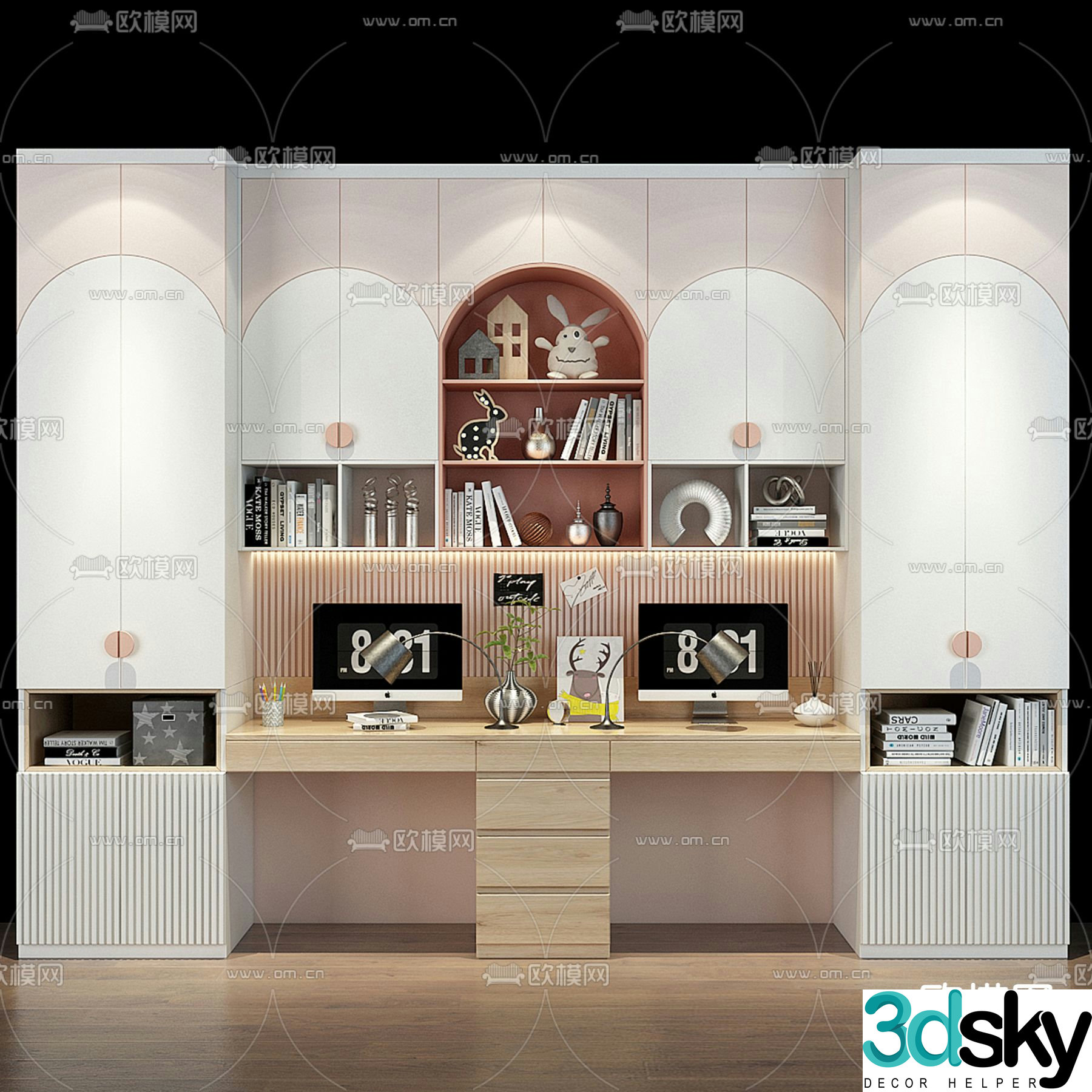 Children’s desk bookcase 3d model