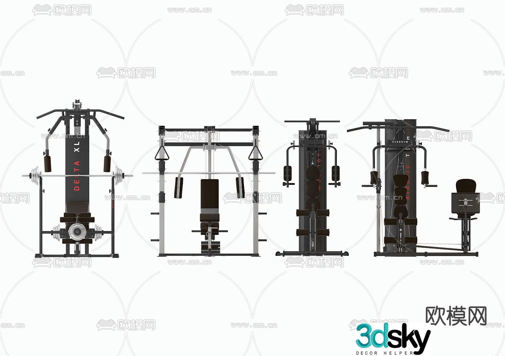 Modern fitness equipment 3d model