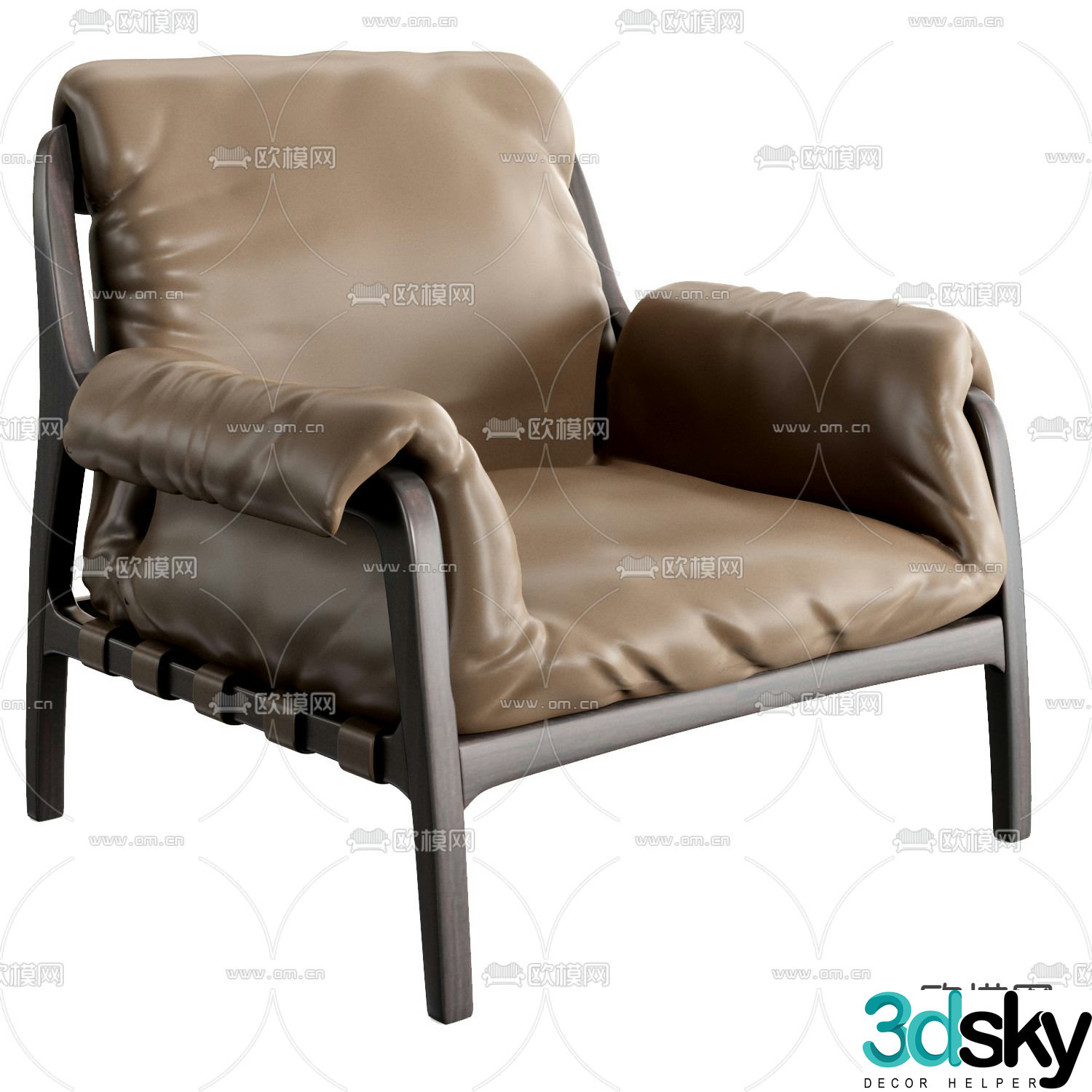 Fendi leather lounge chair 3d model