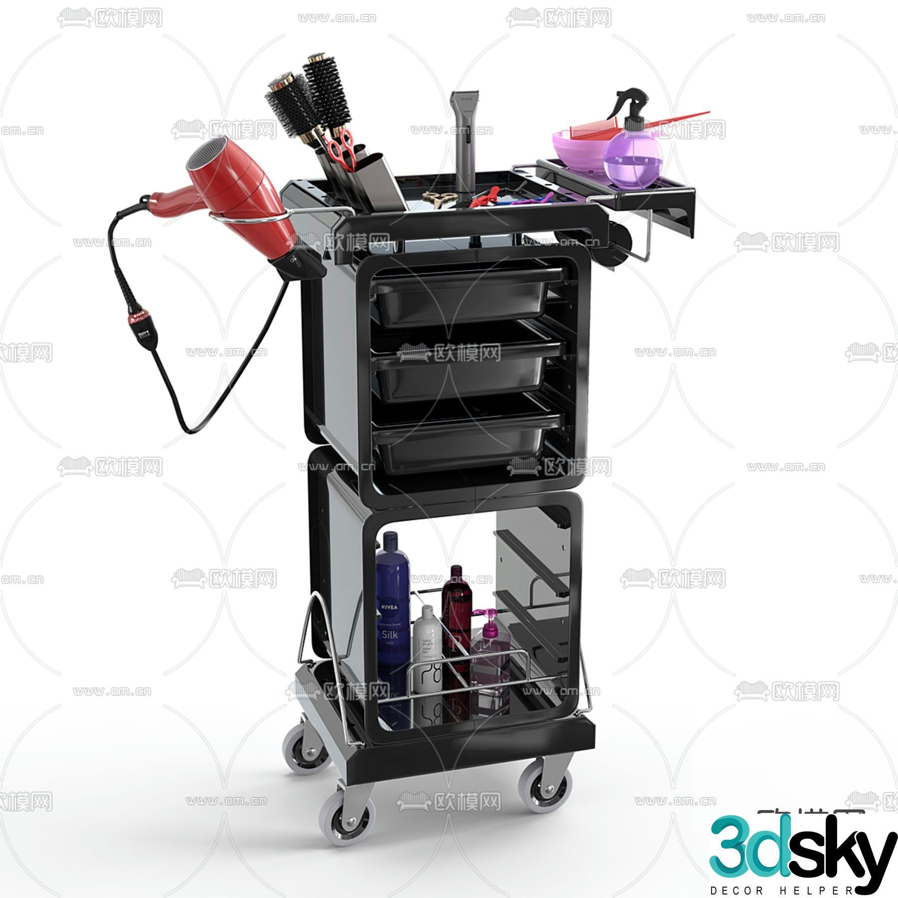 Hairdressing equipment hairdressing tools 3d model