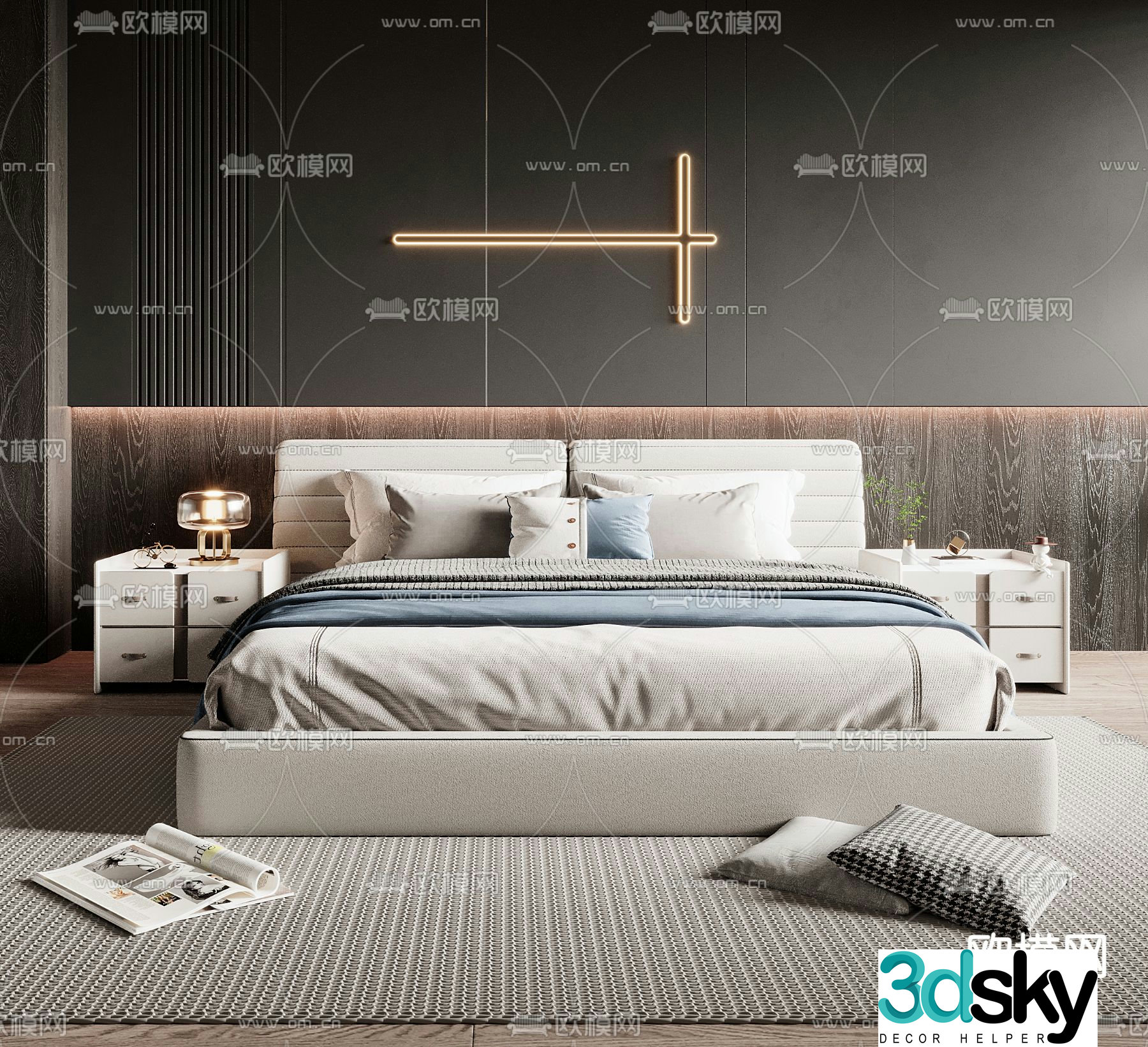 Minotti double bed 3d model