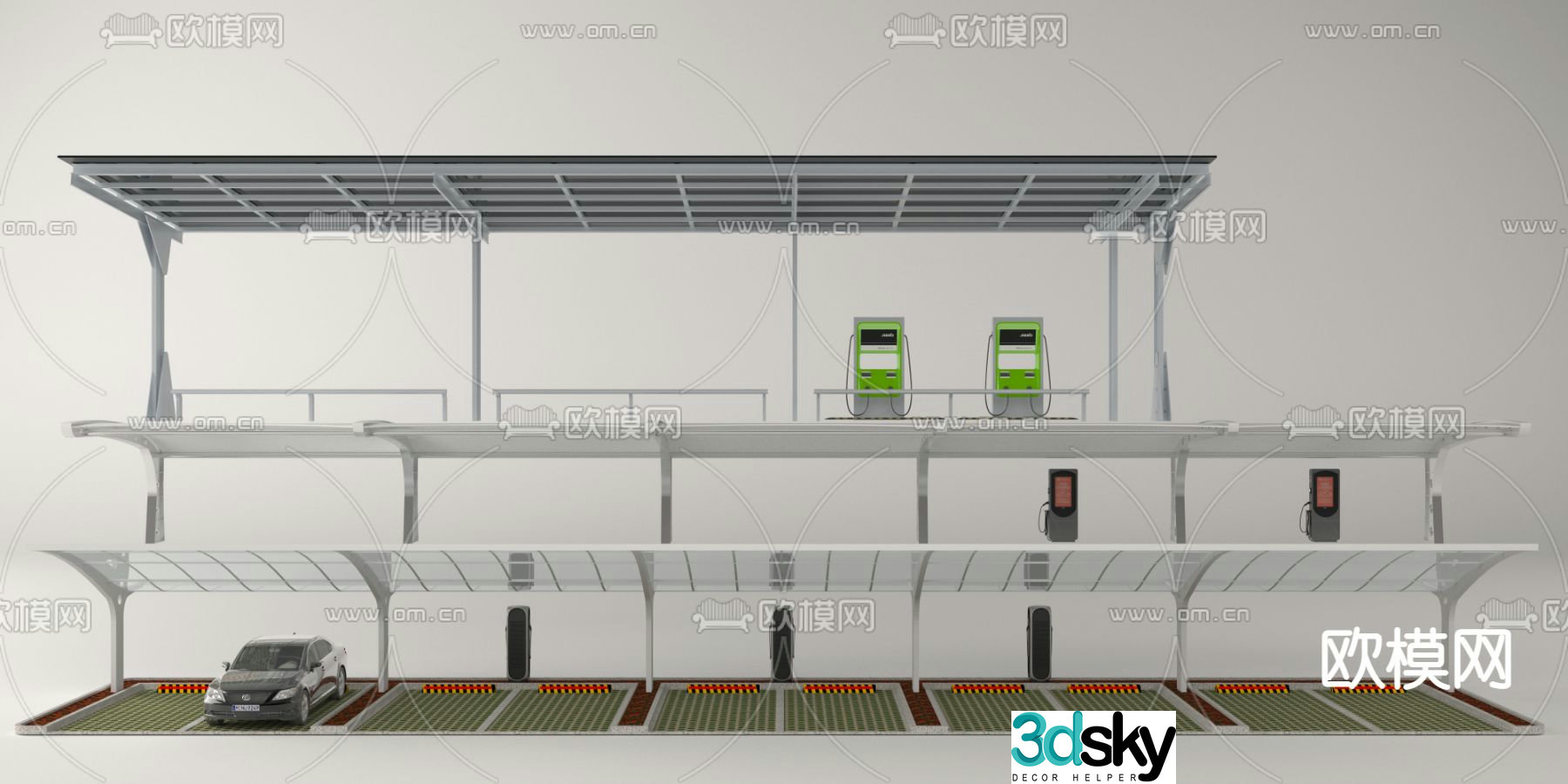 Modern carport 3d model