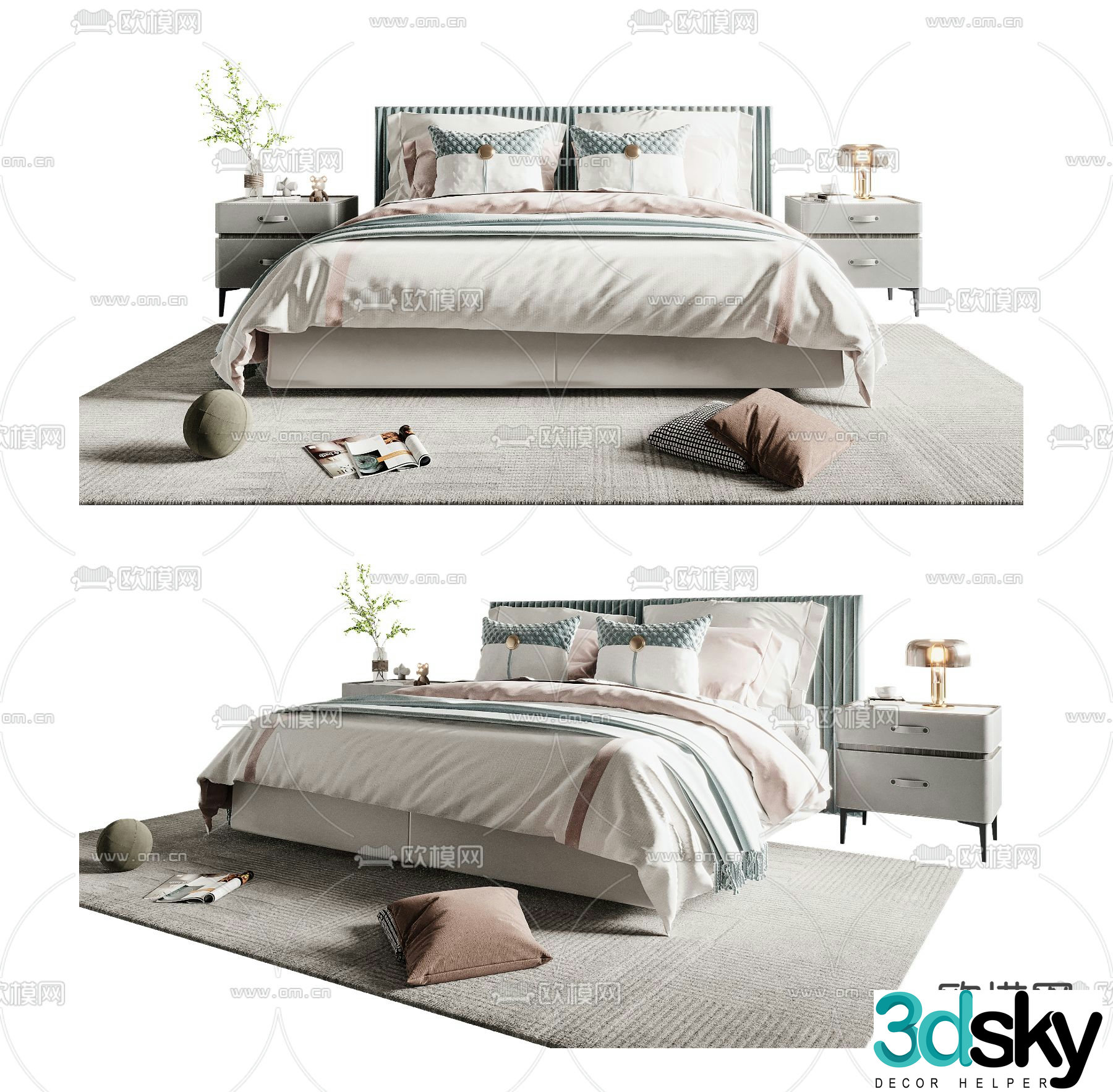 Minotti double bed 3d model