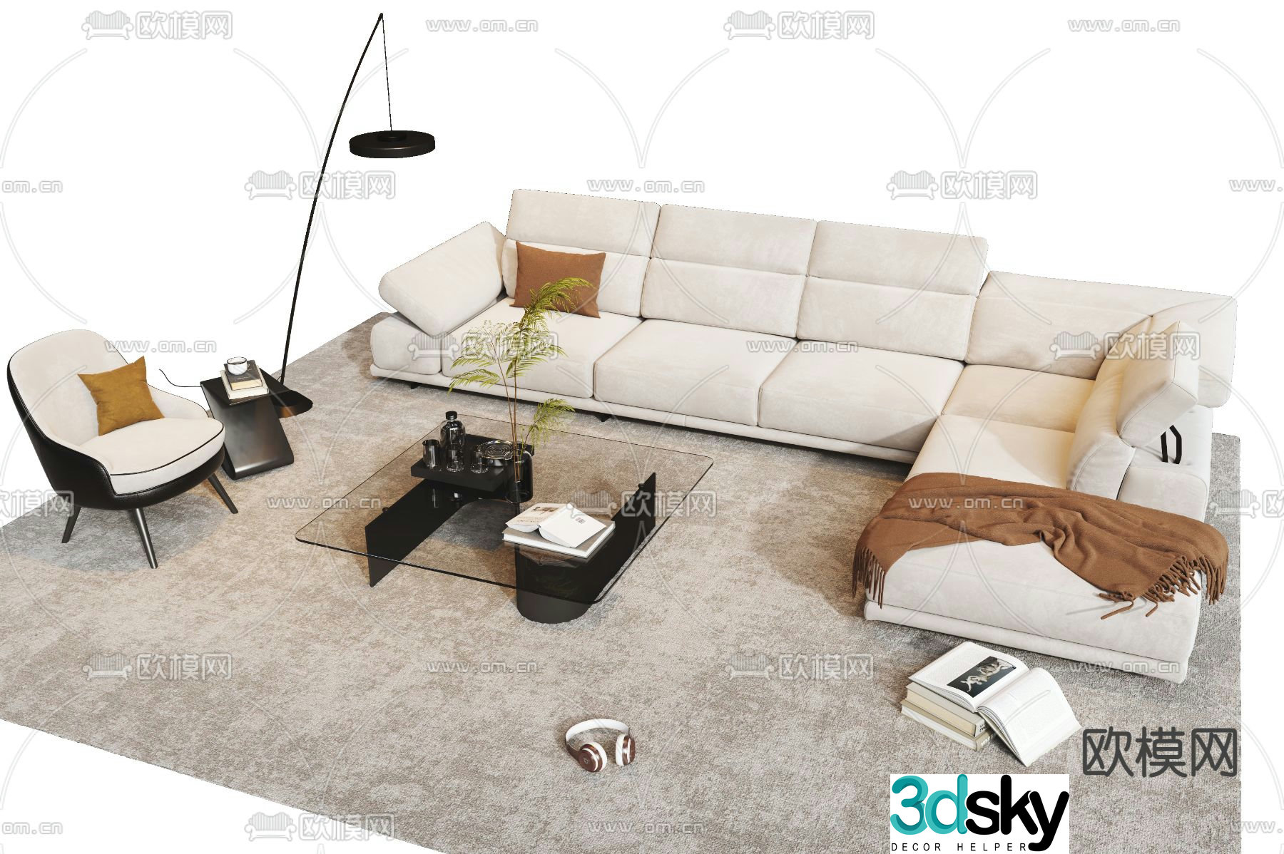 Minotti modular sofa 3d model