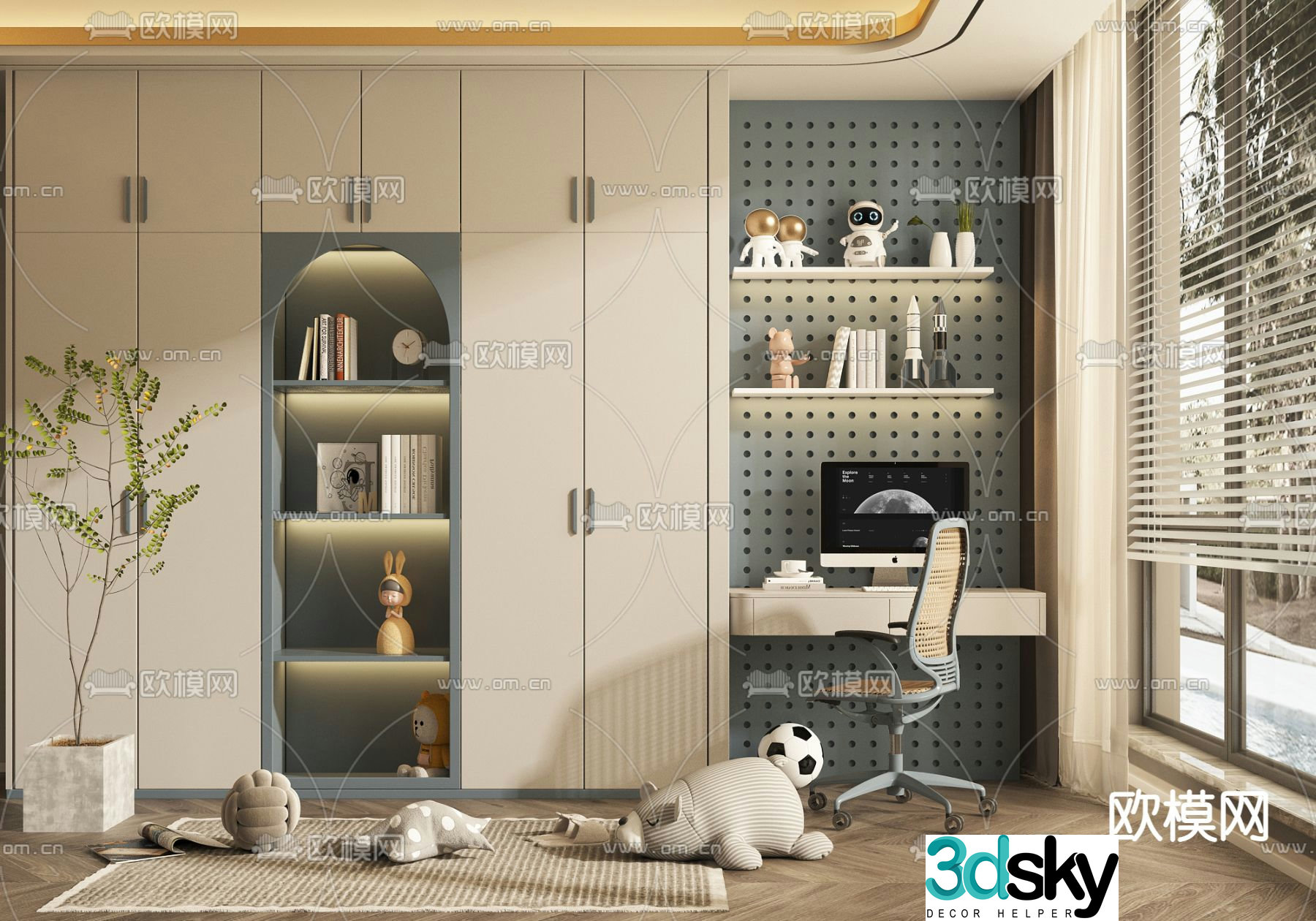 Children’s desk bookcase 3d model