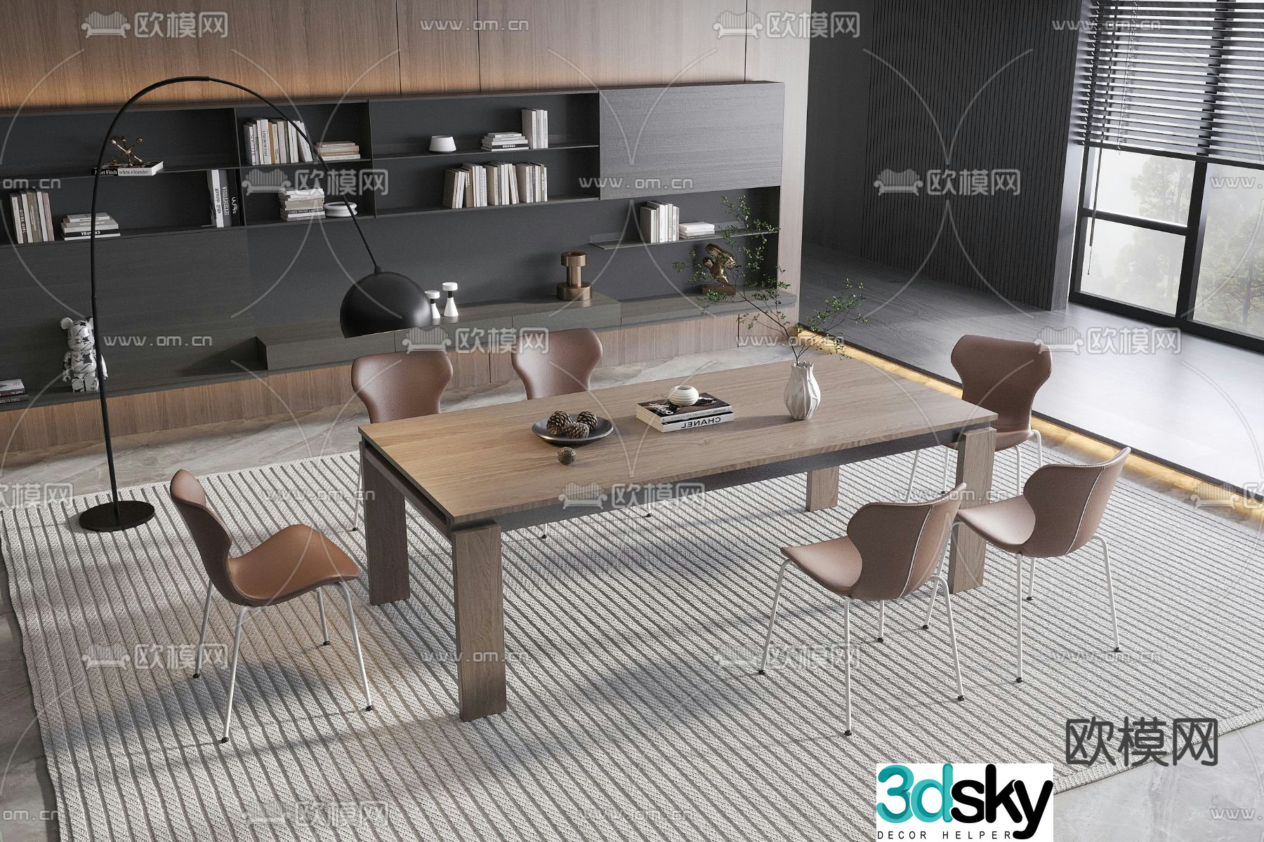 B&B Italia dining table and chairs 3d model