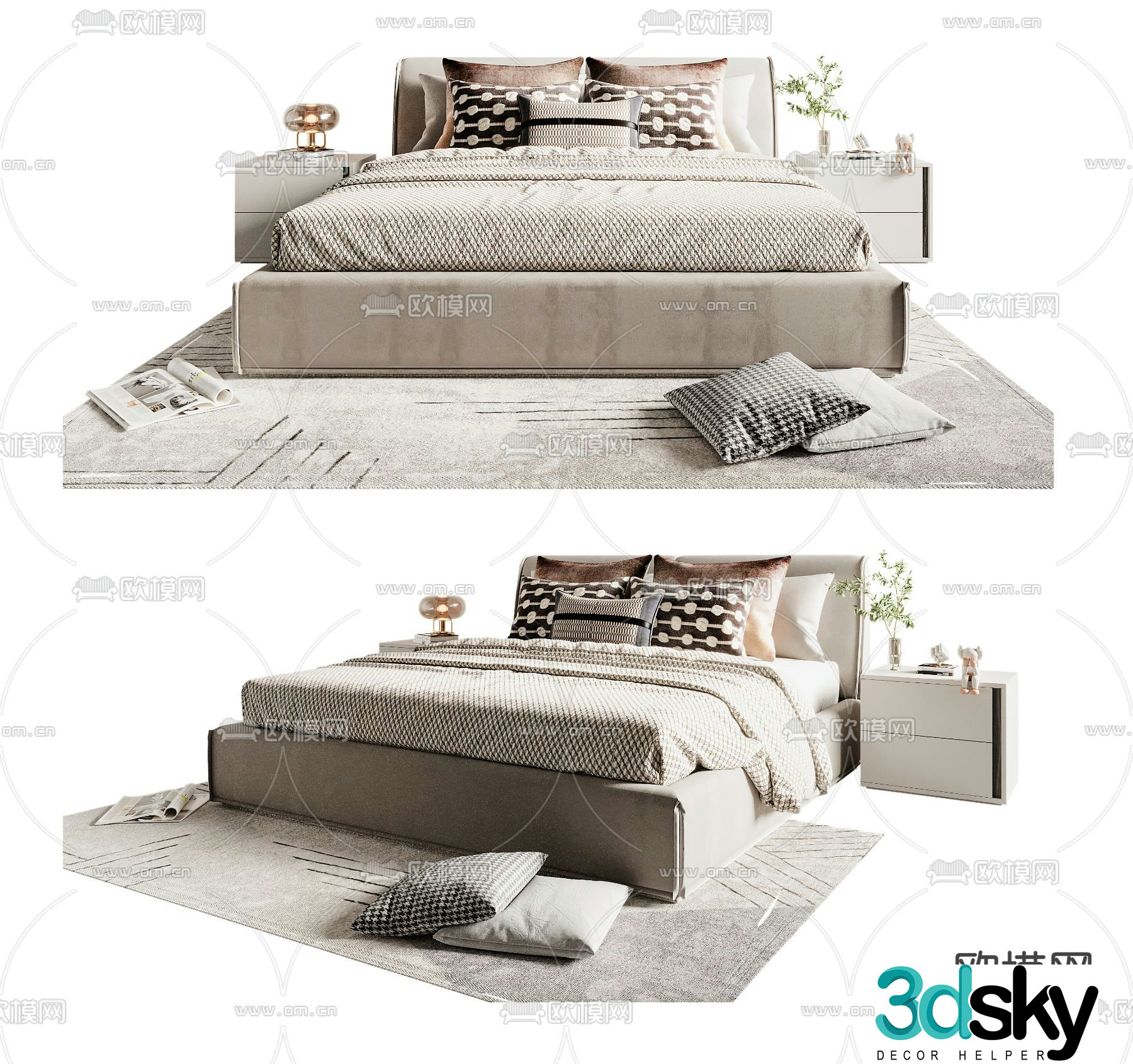 Poliform double bed 3d model