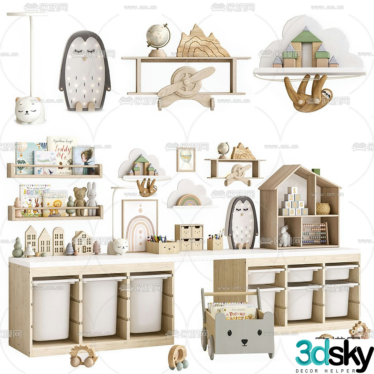 Children’s toy cabinet storage cabinet 3d model