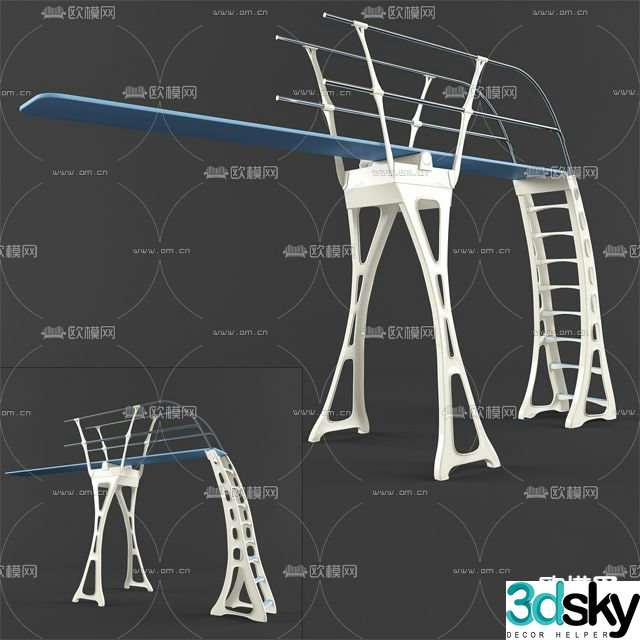 Modern swimming pool springboard free 3d model