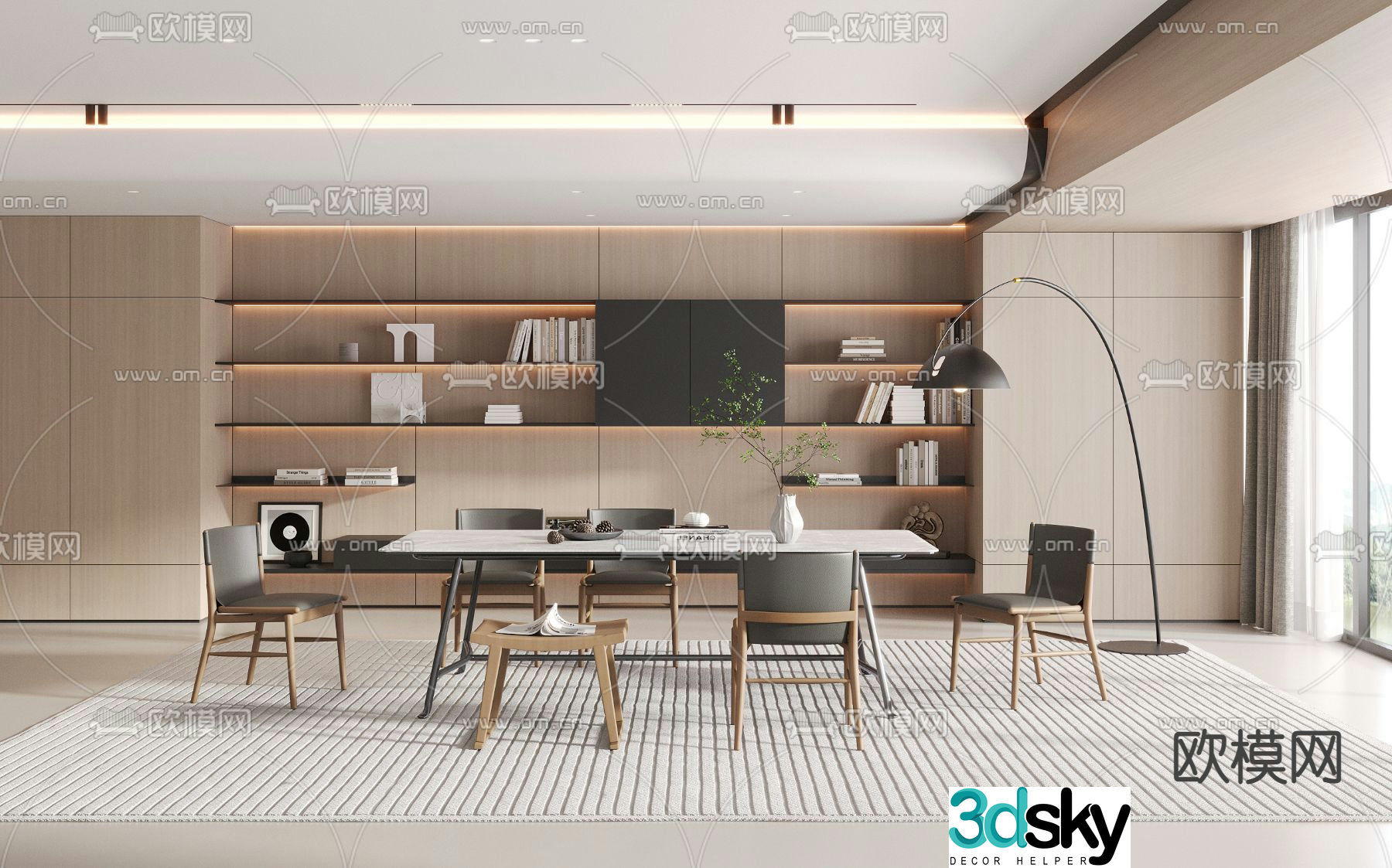B&B Italia cream style restaurant 3d model