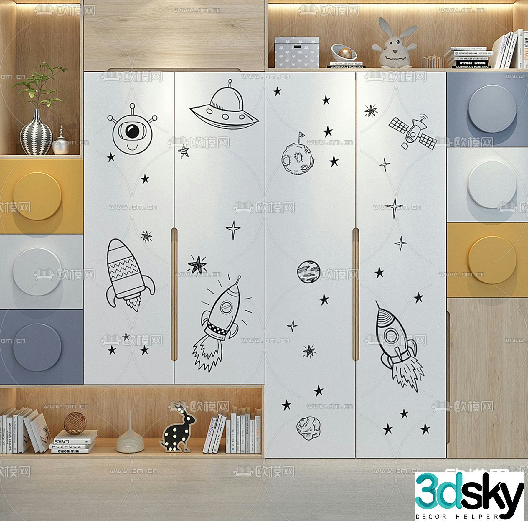 Modern children’s wardrobe 3d model
