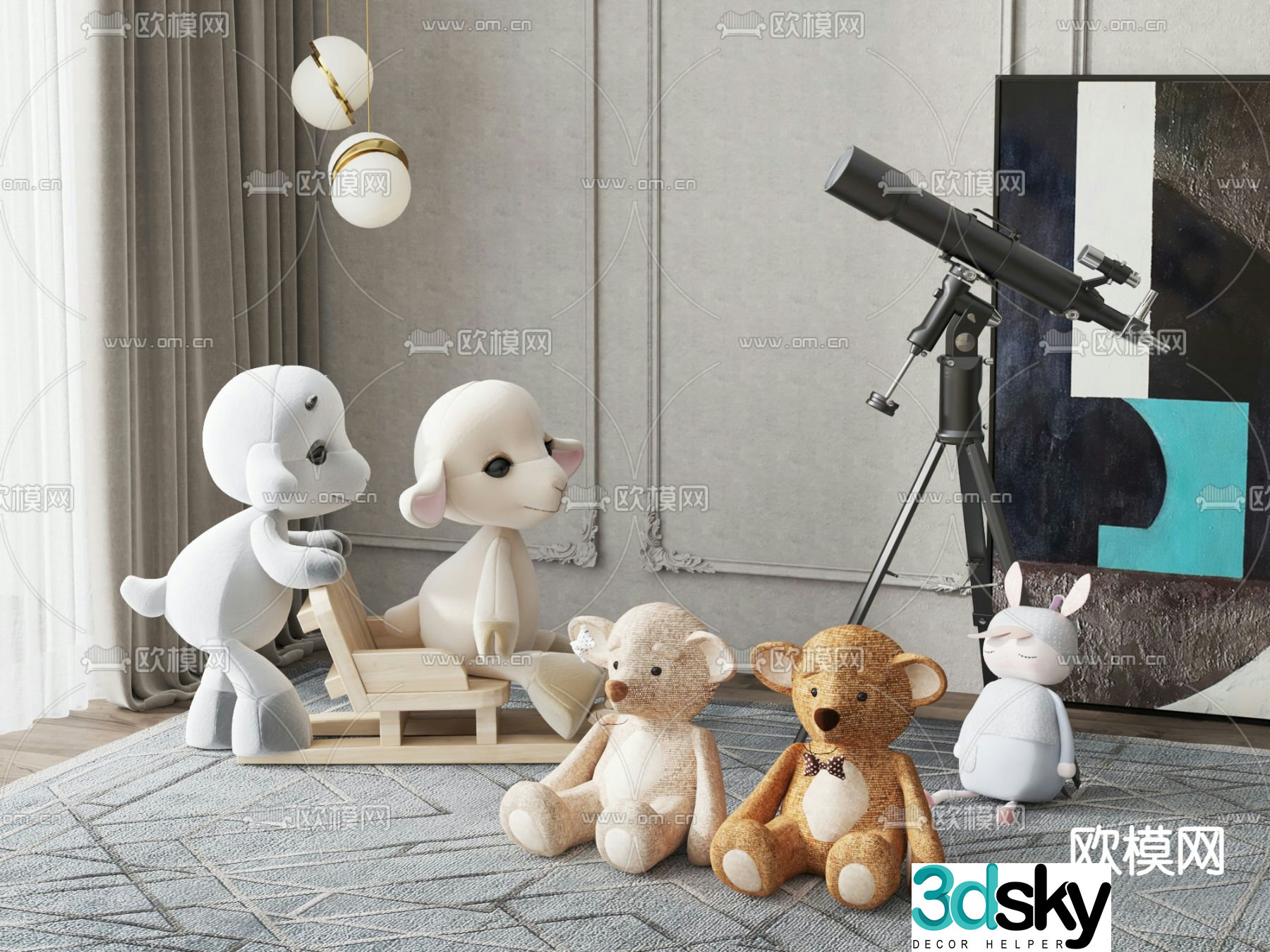 Modern plush toy doll 3d model