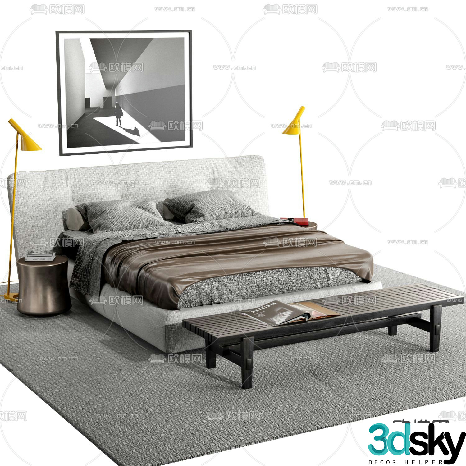 B&B Italia double bed 3d model