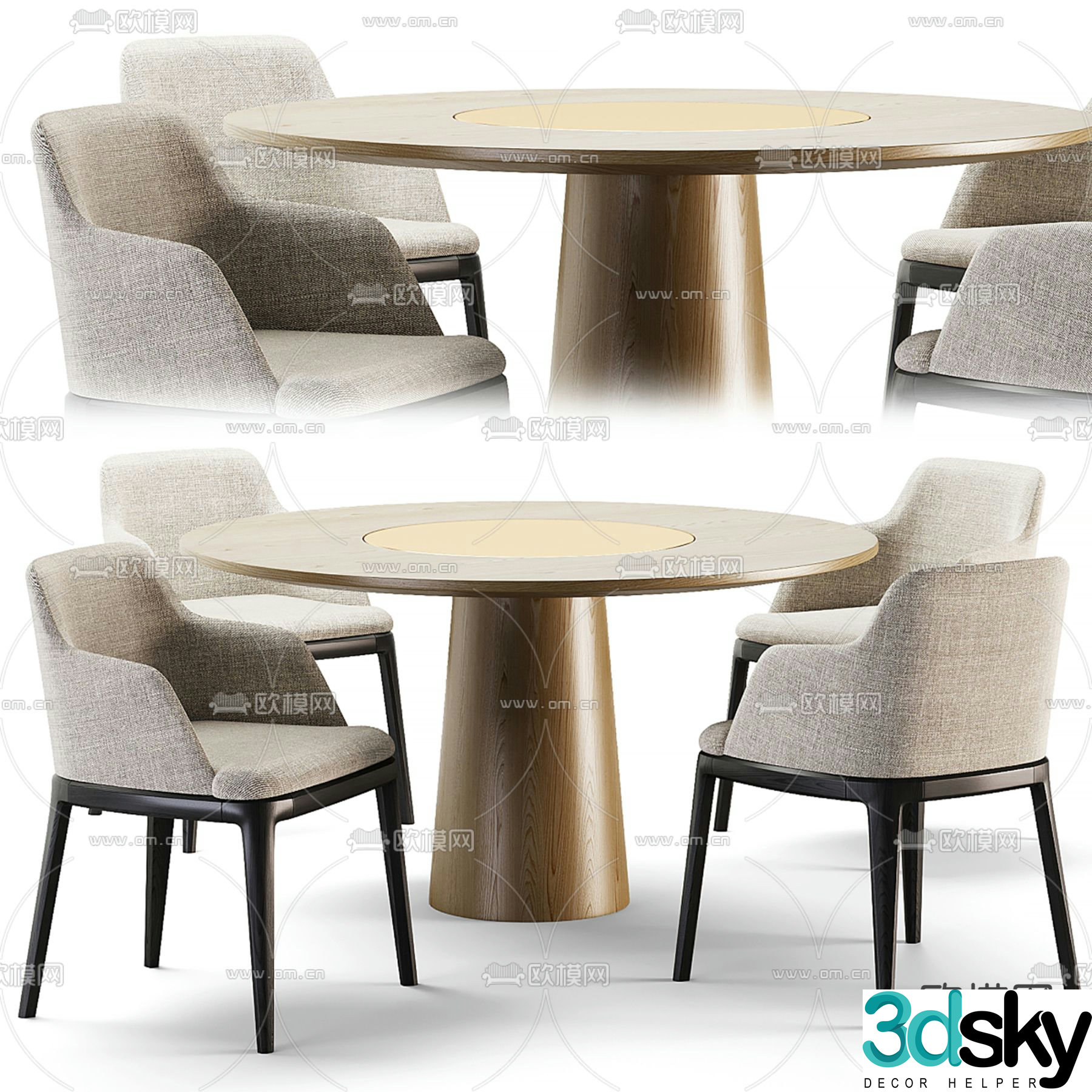 Poliform dining table and chairs 3d model