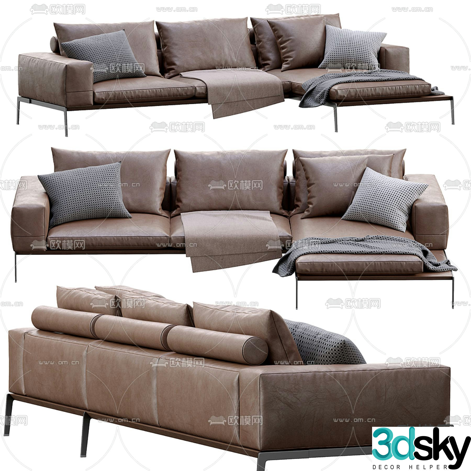 Flexform Lifesteel corner sofa 3d model