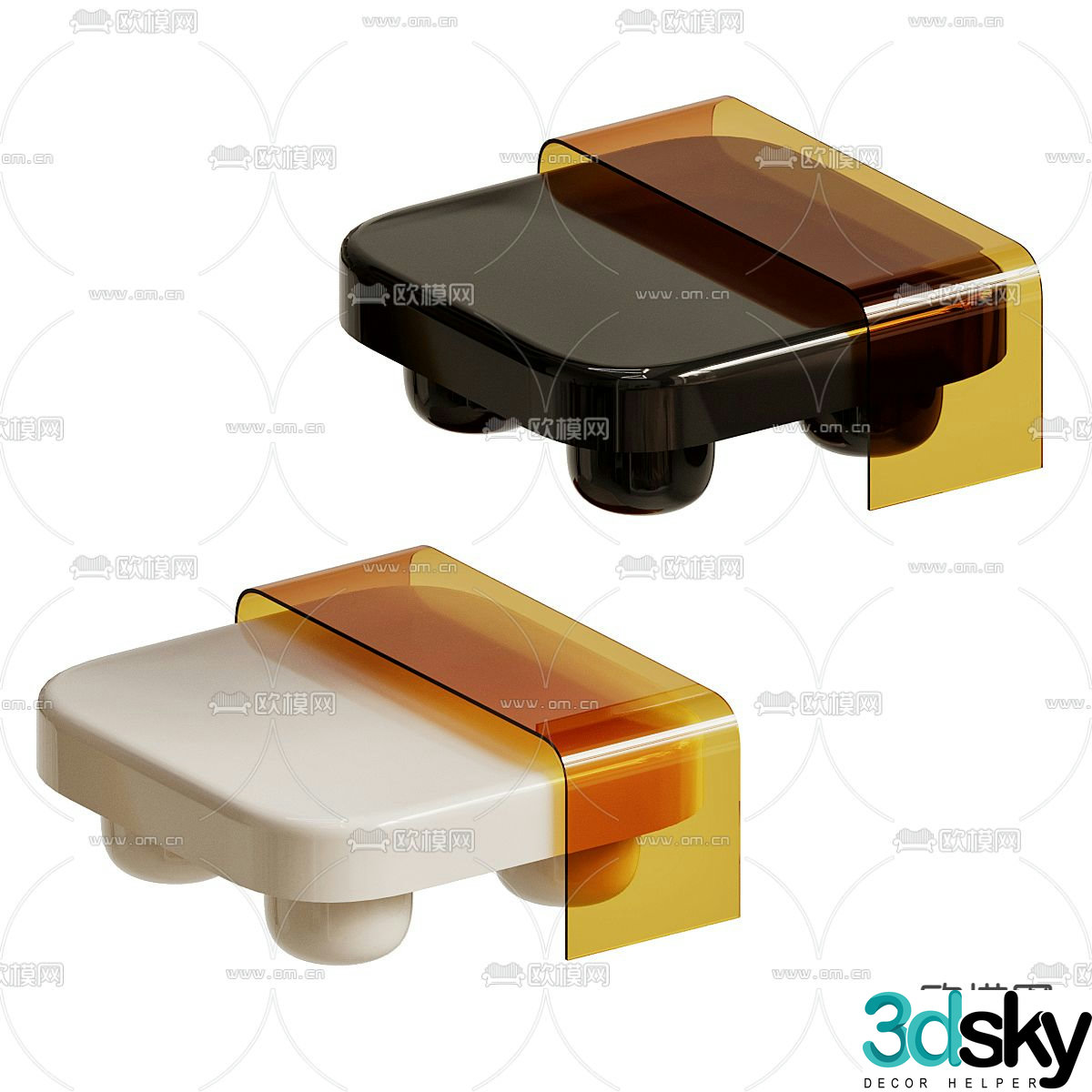 B&B Italia transparent coffee table 3d model