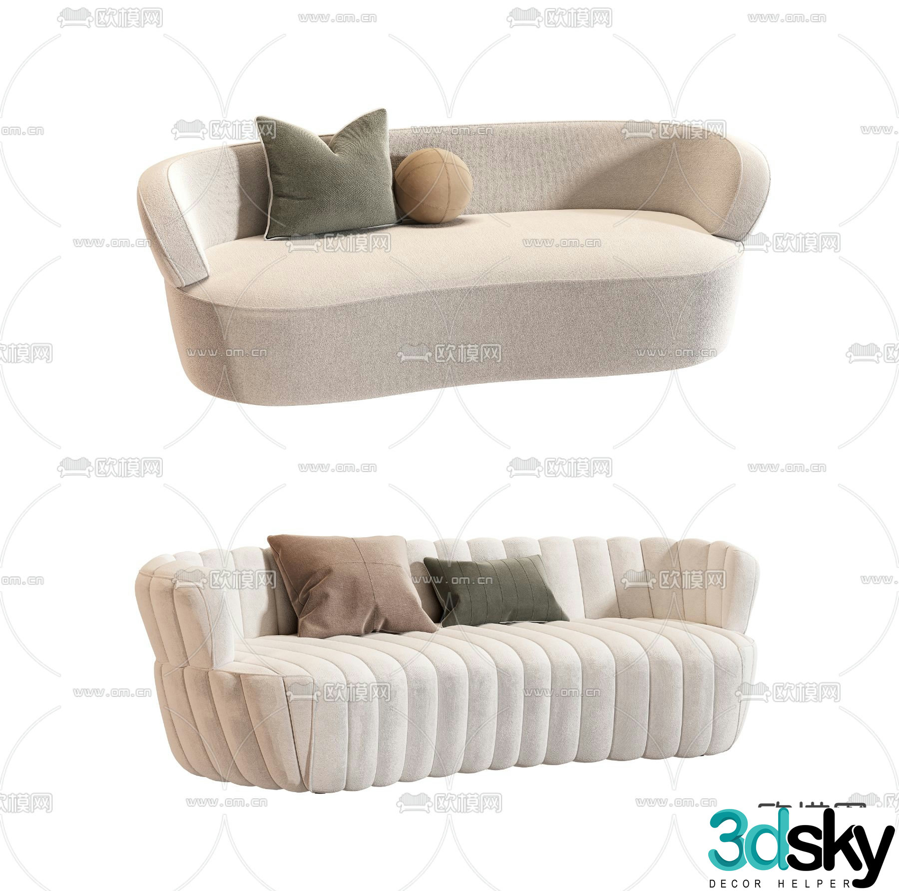 Meridiani special shaped sofa 3d model