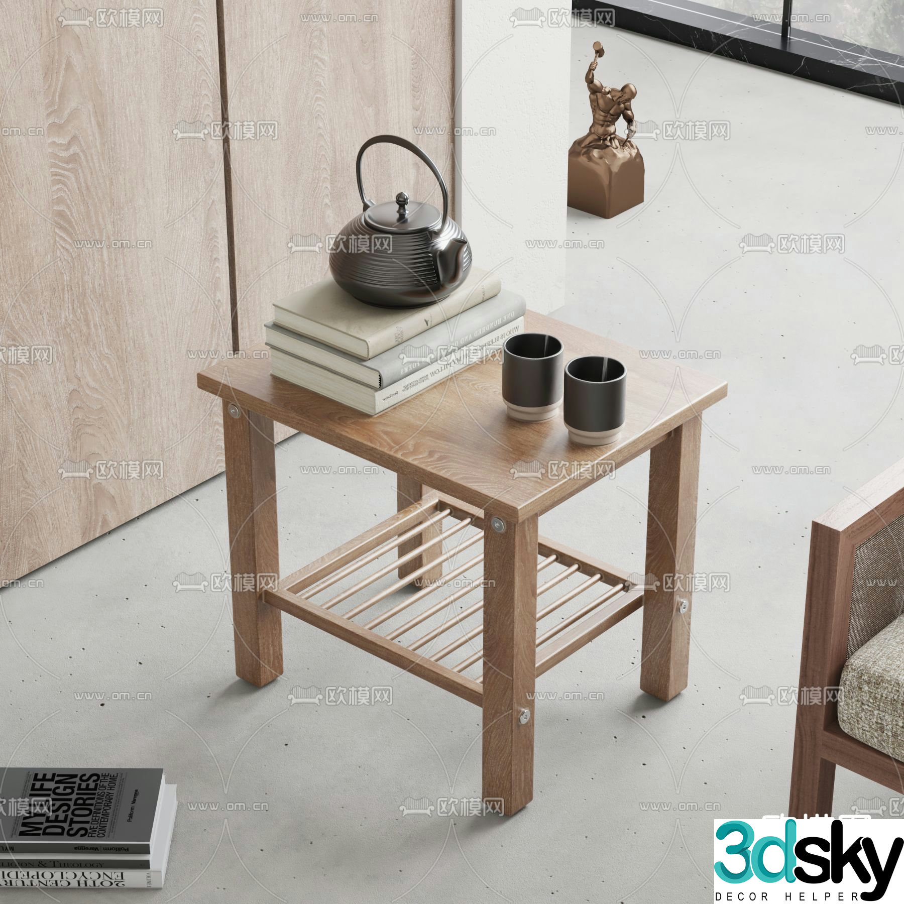 BAXTER side table corner table tea set 3d model