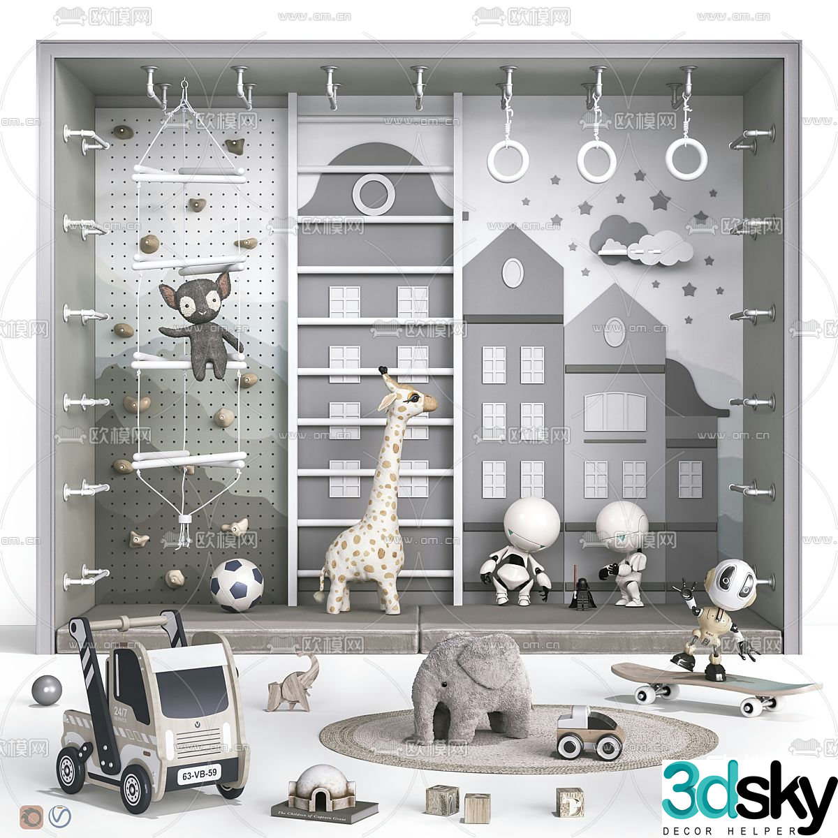Children's play equipment rock climbing wall 3d model