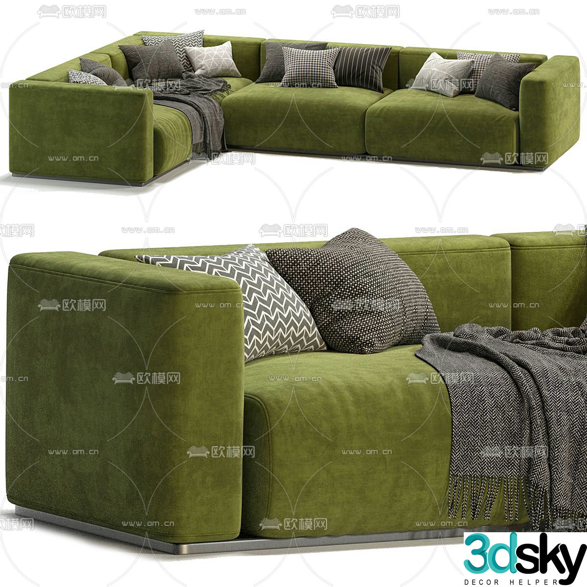 FLEXFORM green corner sofa 3d model