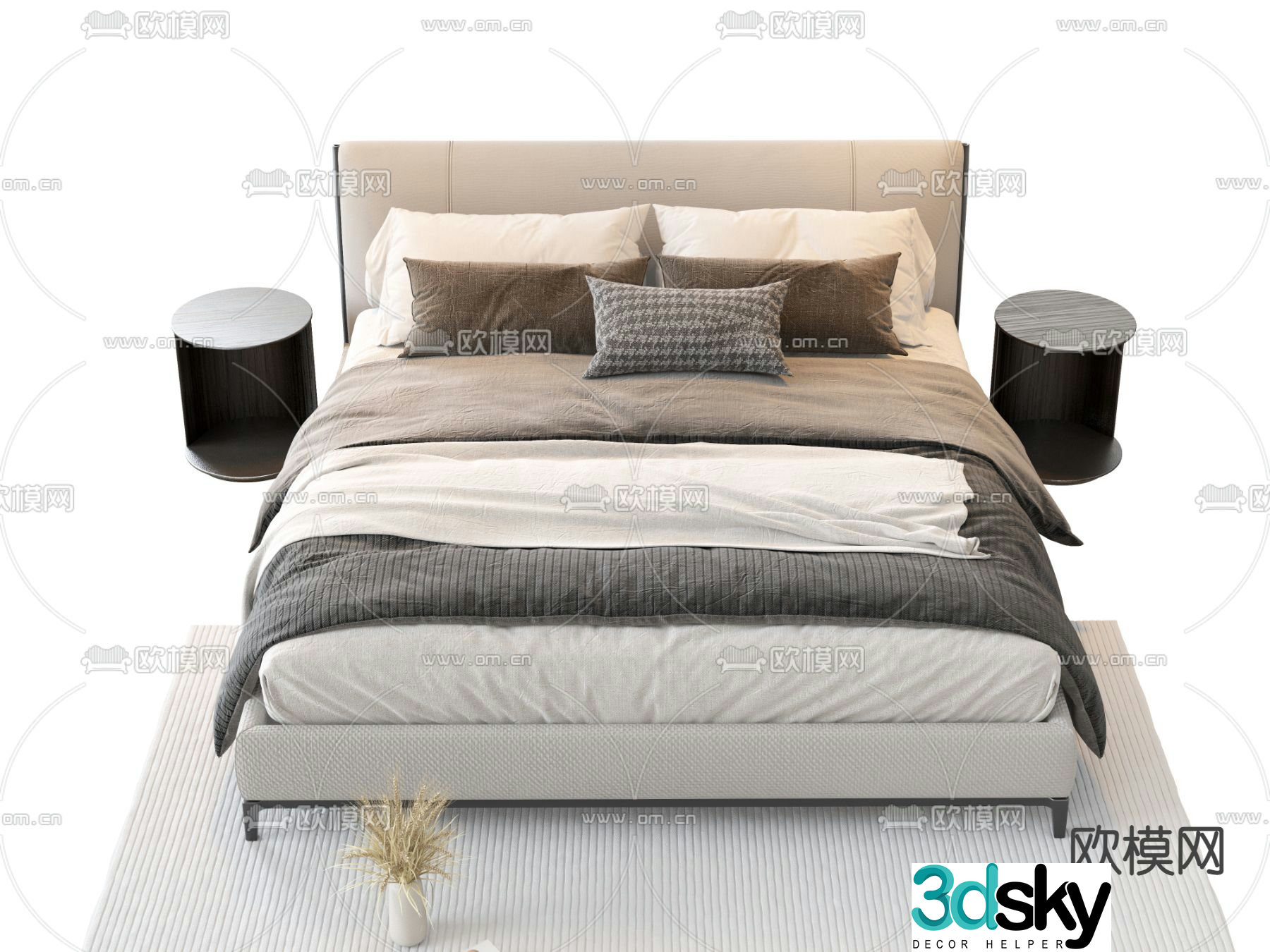 Italy Meridiani Scott double bed 3d model