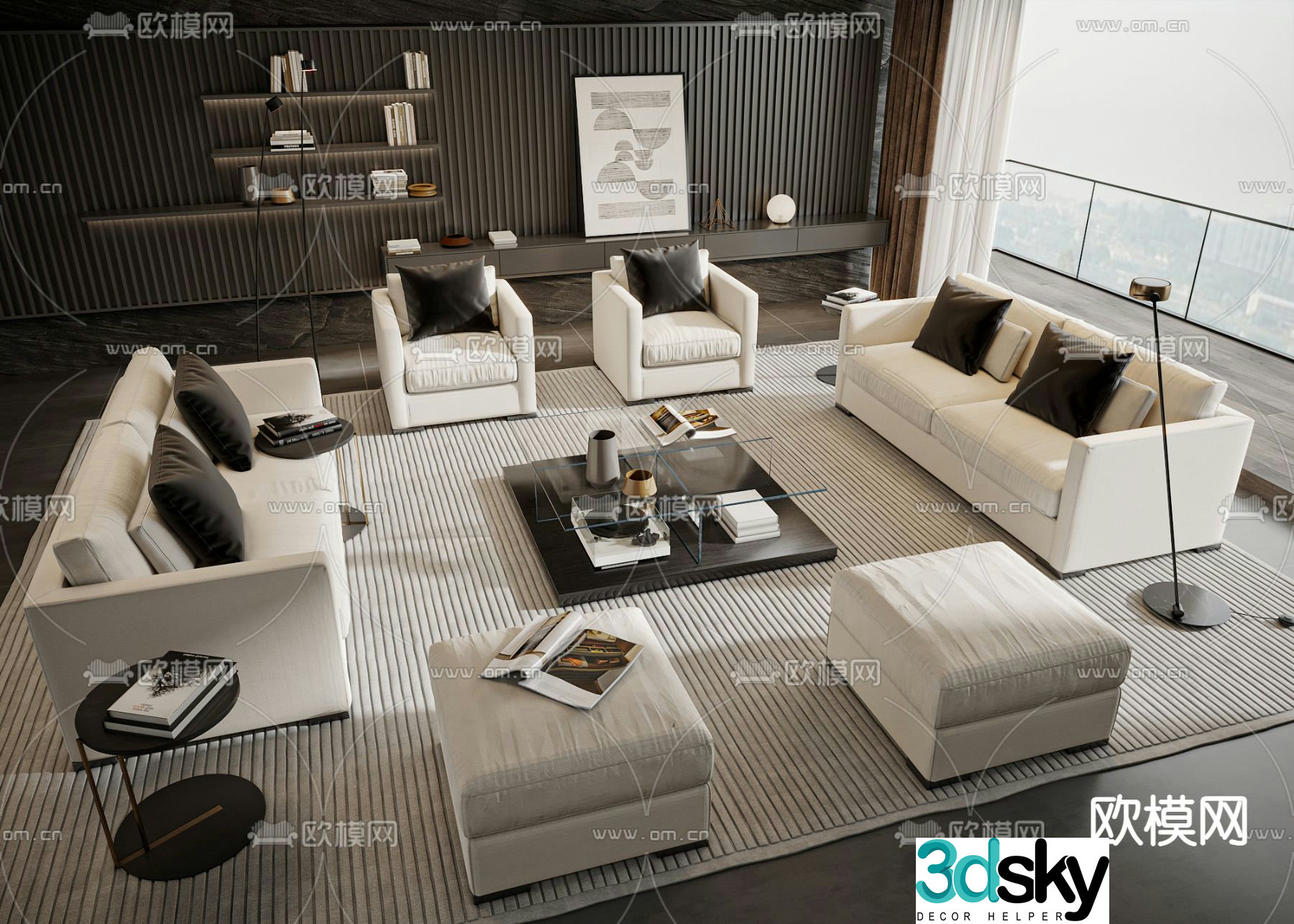 Meridiani white modular sofa 3d model