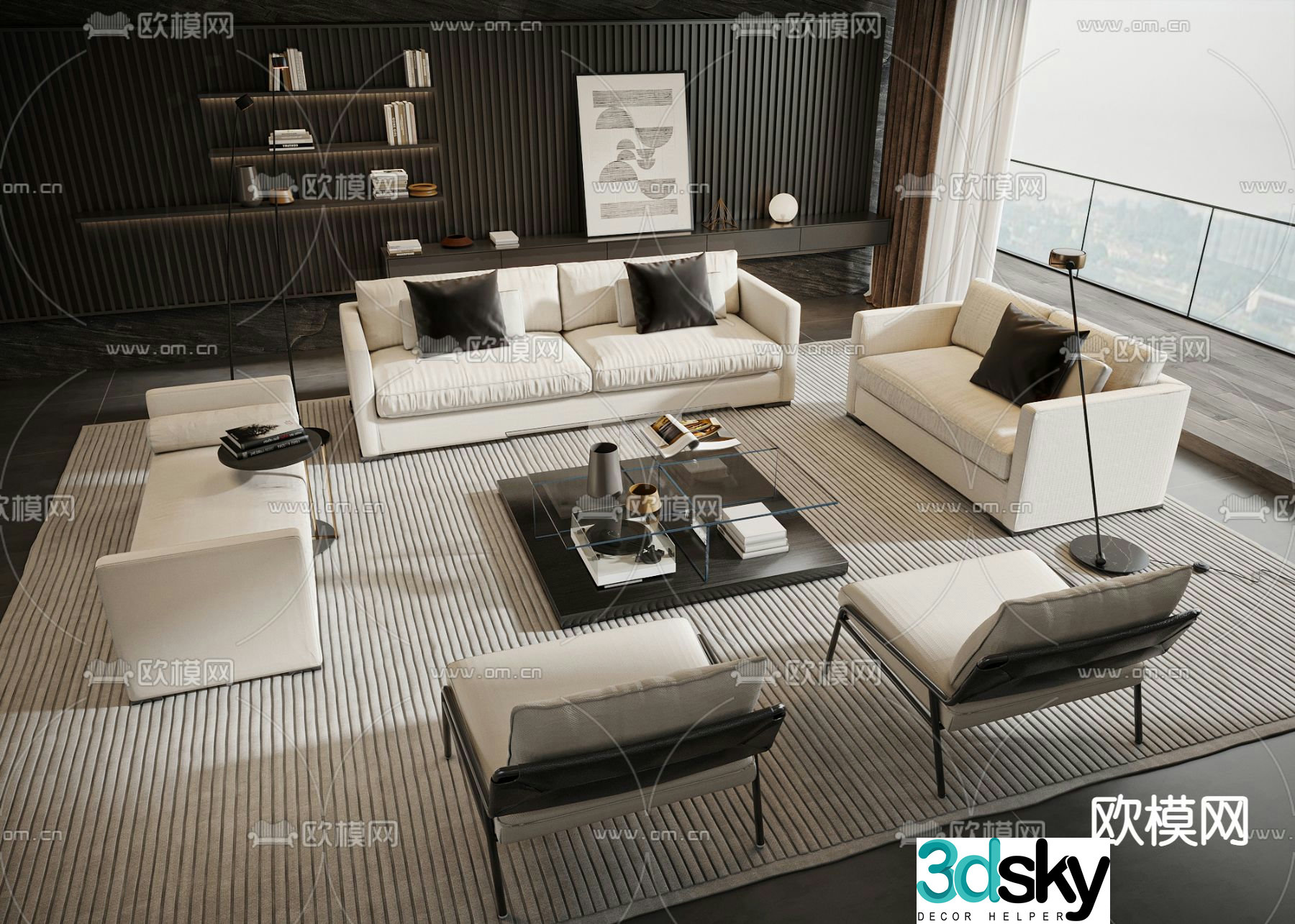 Meridiani white modular sofa 3d model