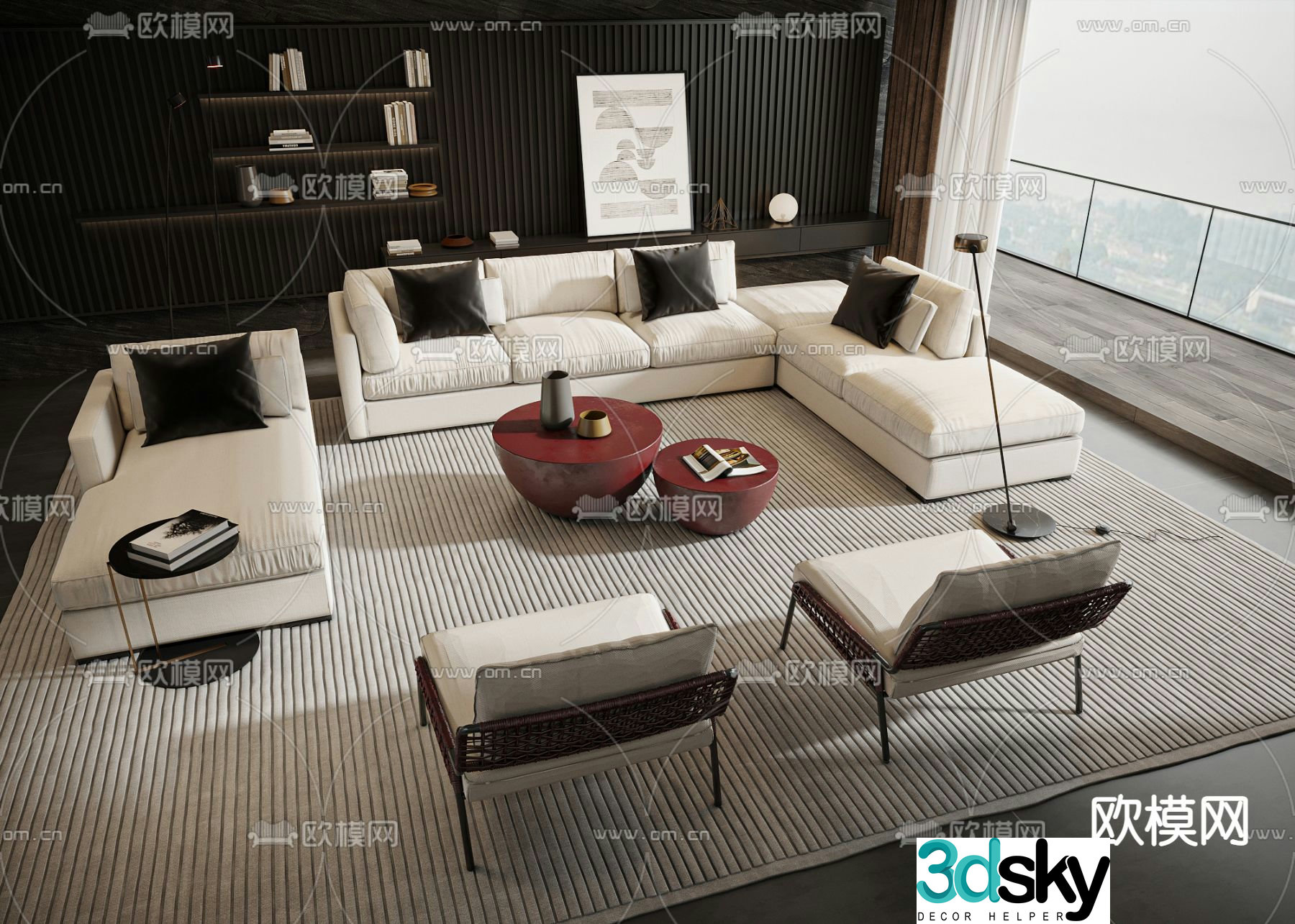 Meridiani white modular sofa 3d model