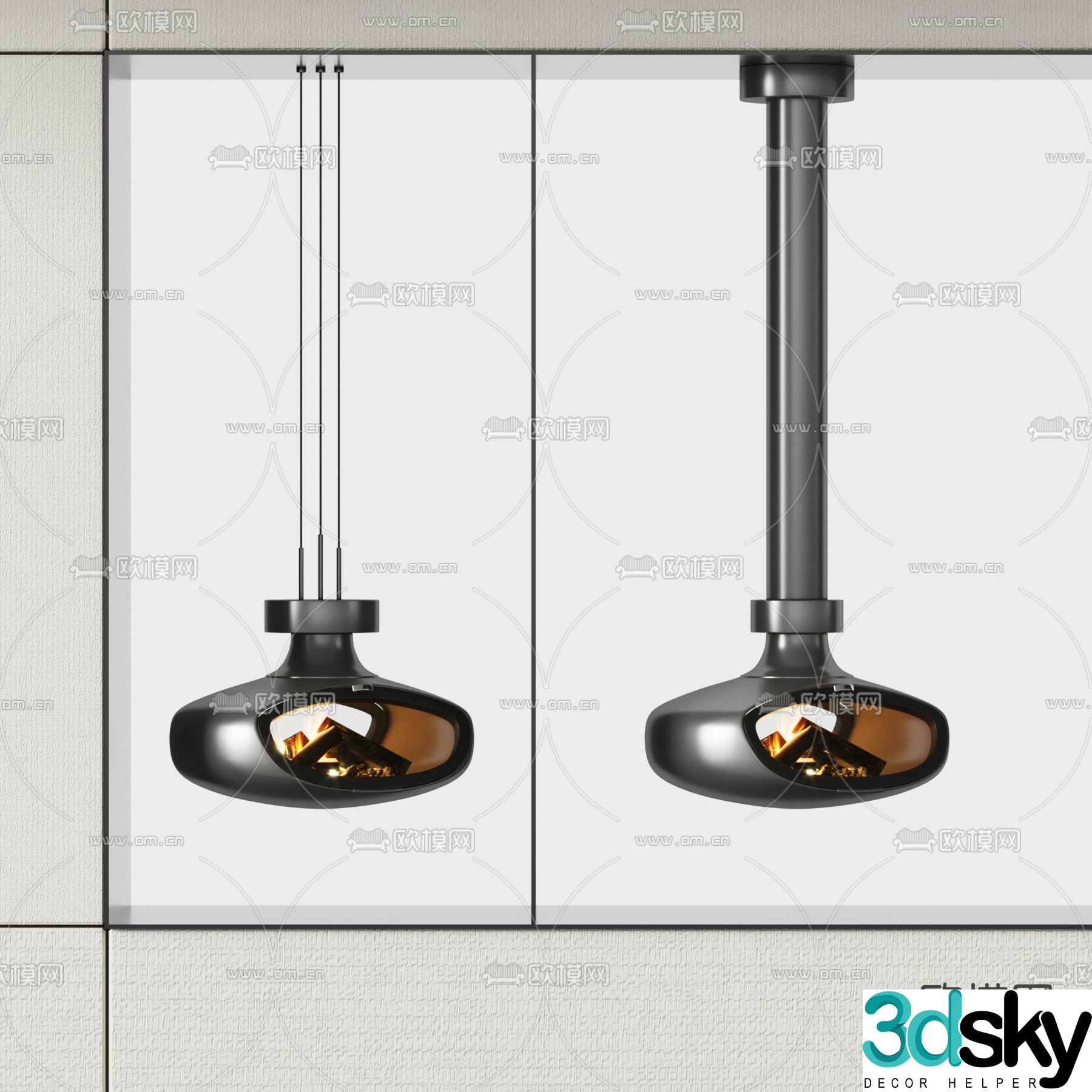 BAXTER hanging fireplace stove 3d model