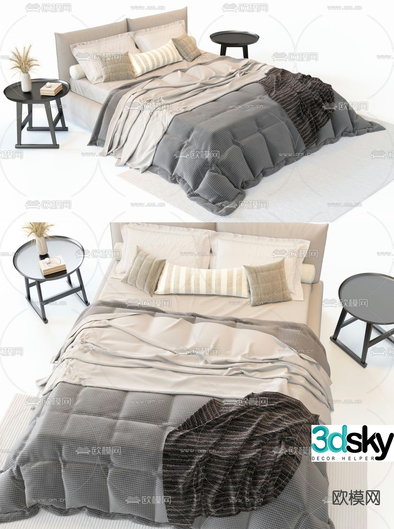 Italy Meridiani Scott double bed 3d model