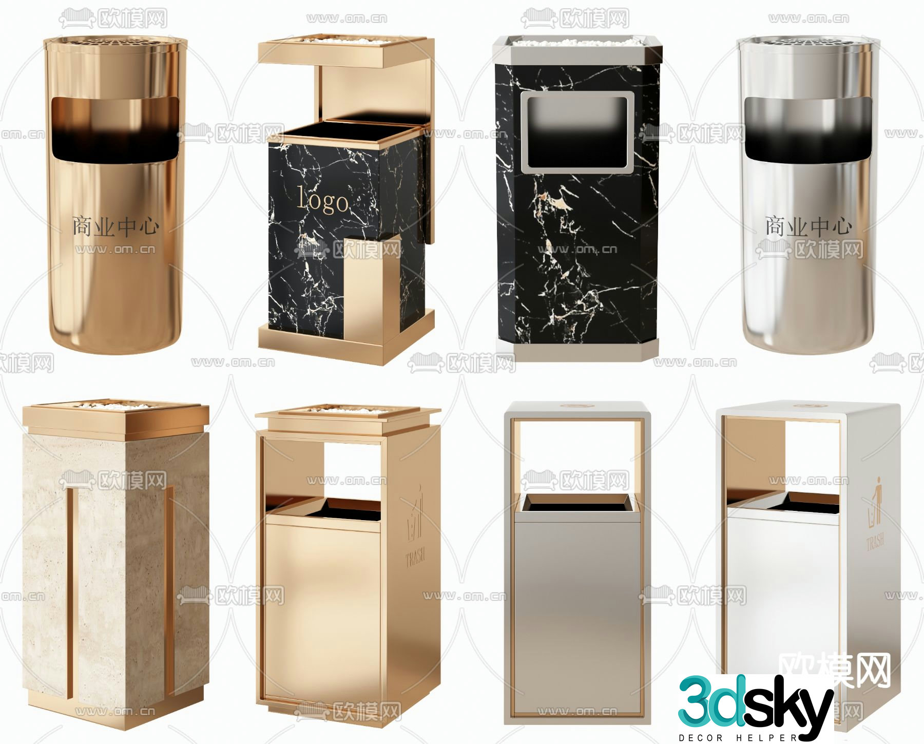 Public trash can 3d model