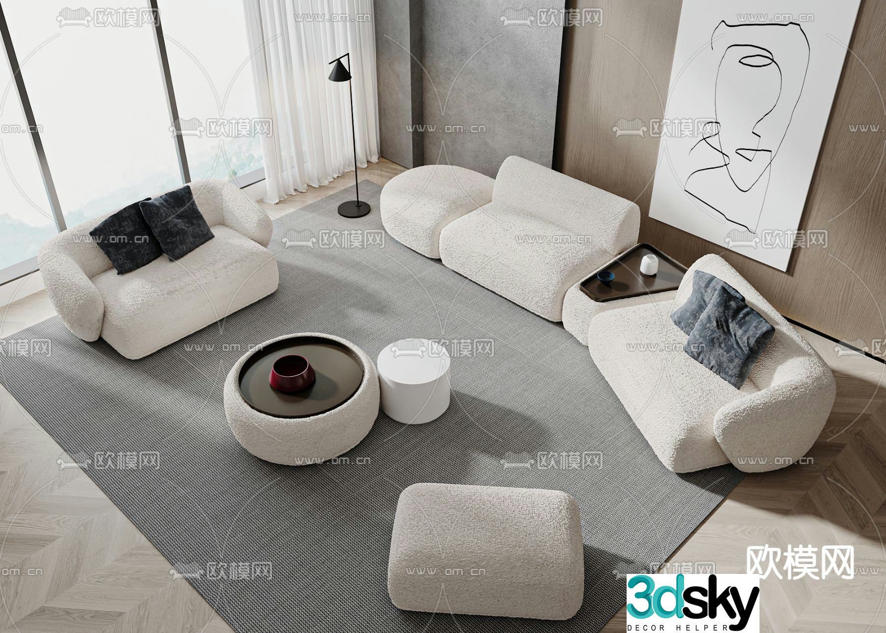 Meridiani modular sofa 3d model