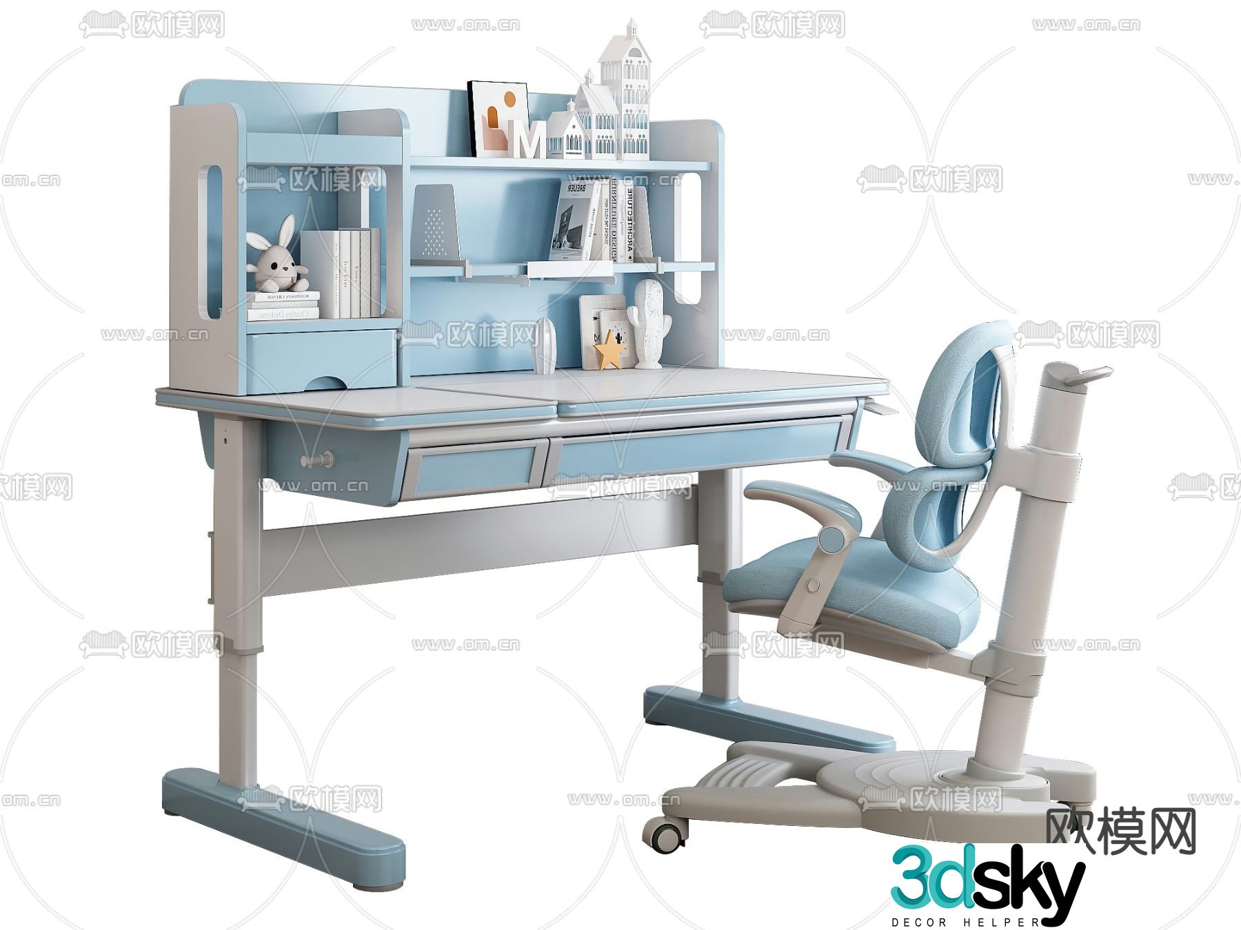 Children’s desk chair lifting desk 3d model
