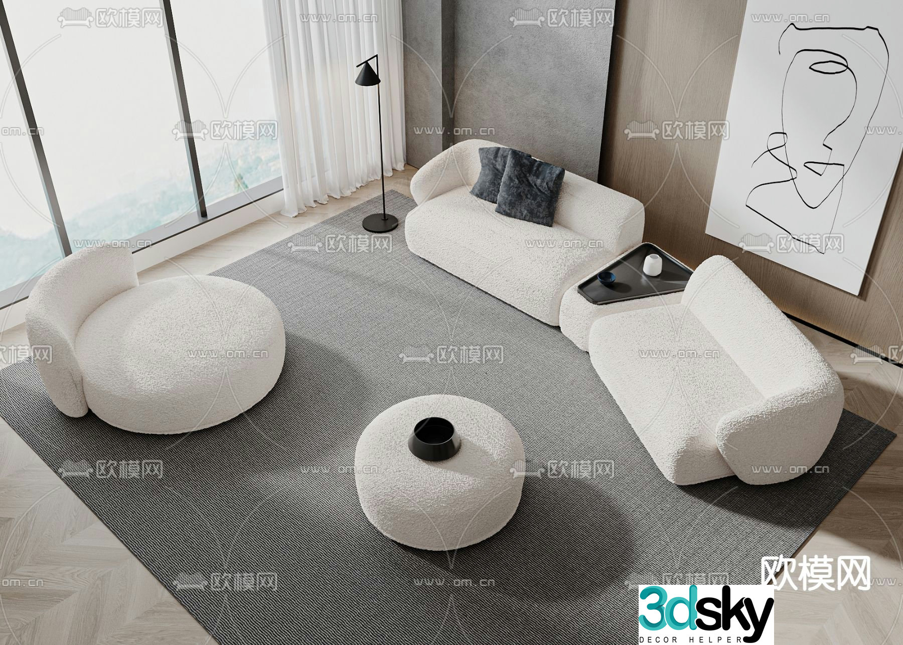 Meridiani modular sofa 3d model