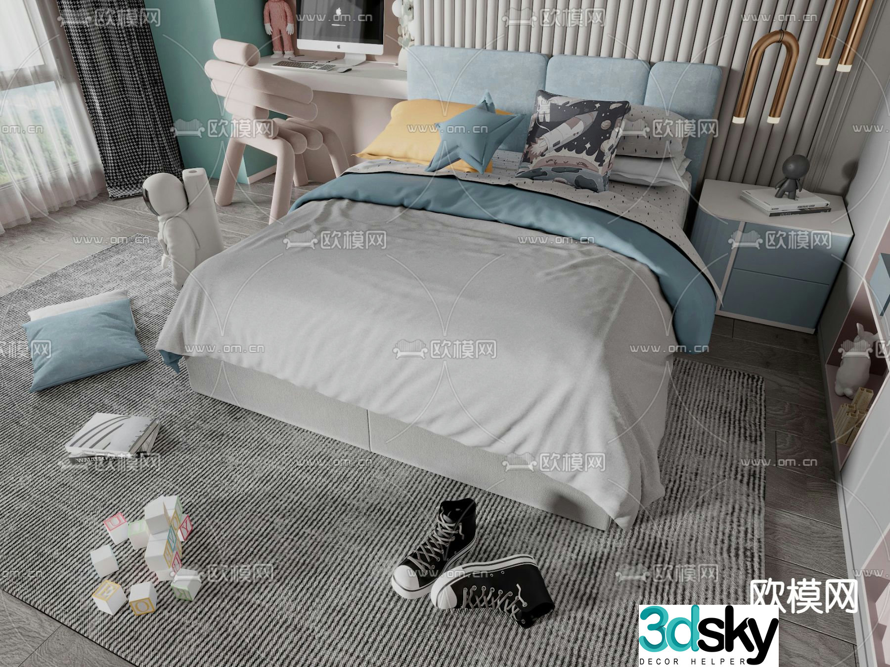 Modern children’s bed 3d model