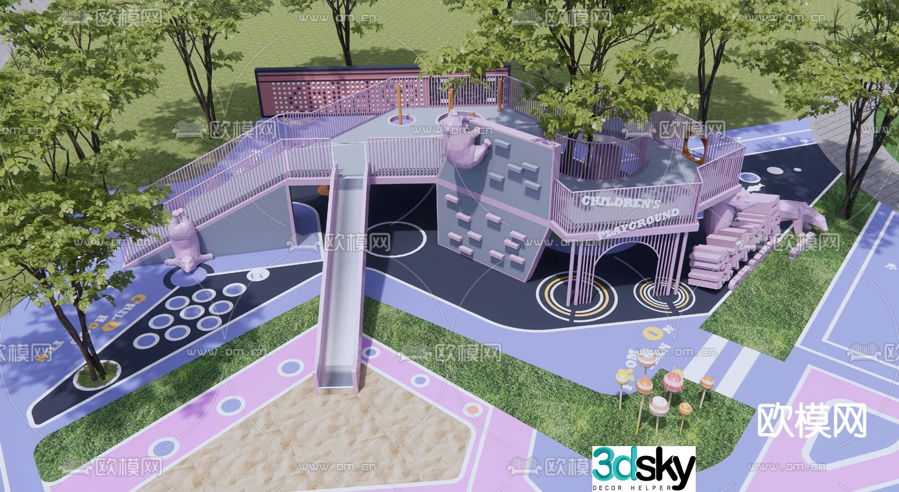 Modern children's entertainment area 3d model