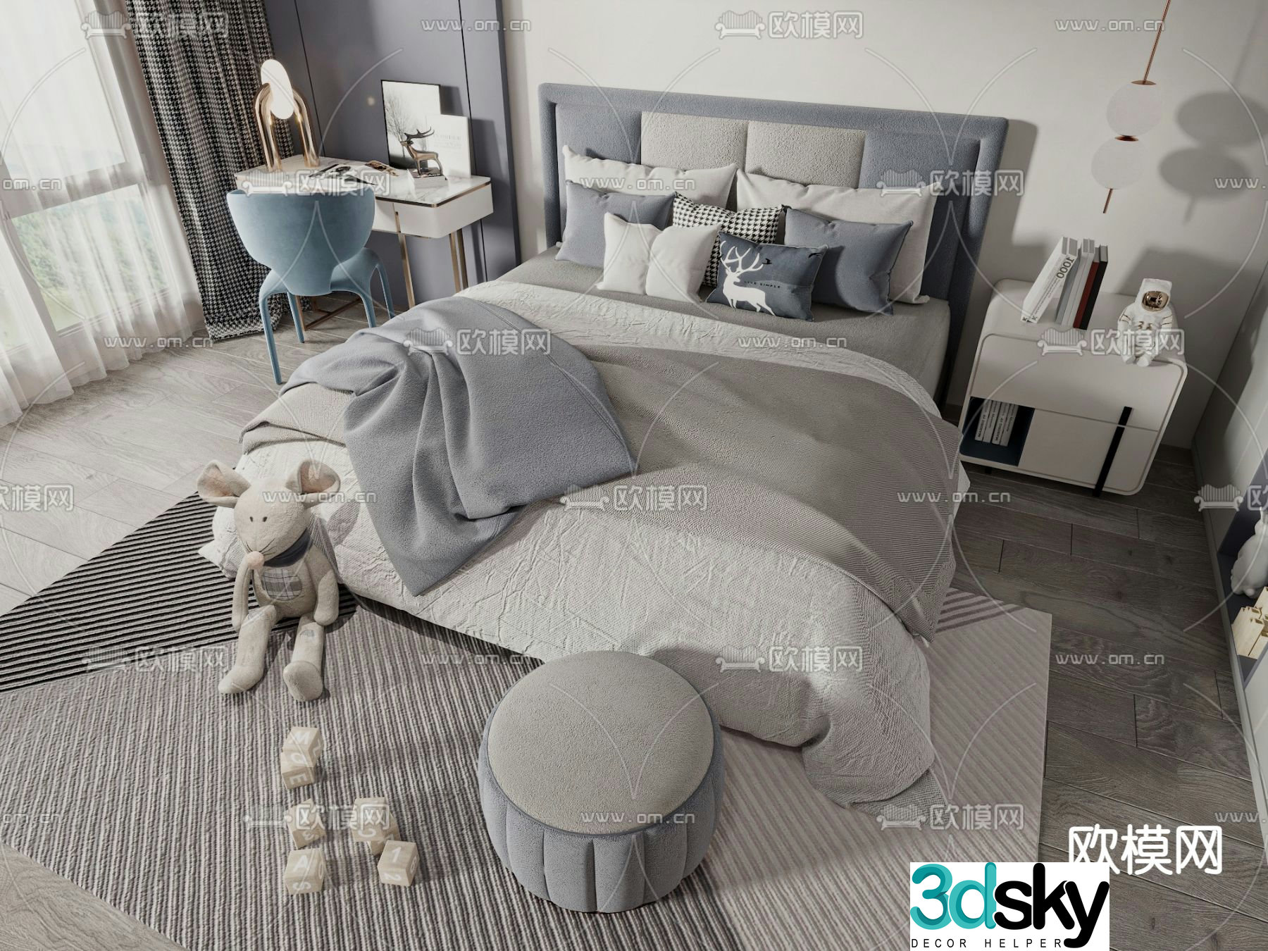 Modern children’s bed 3d model