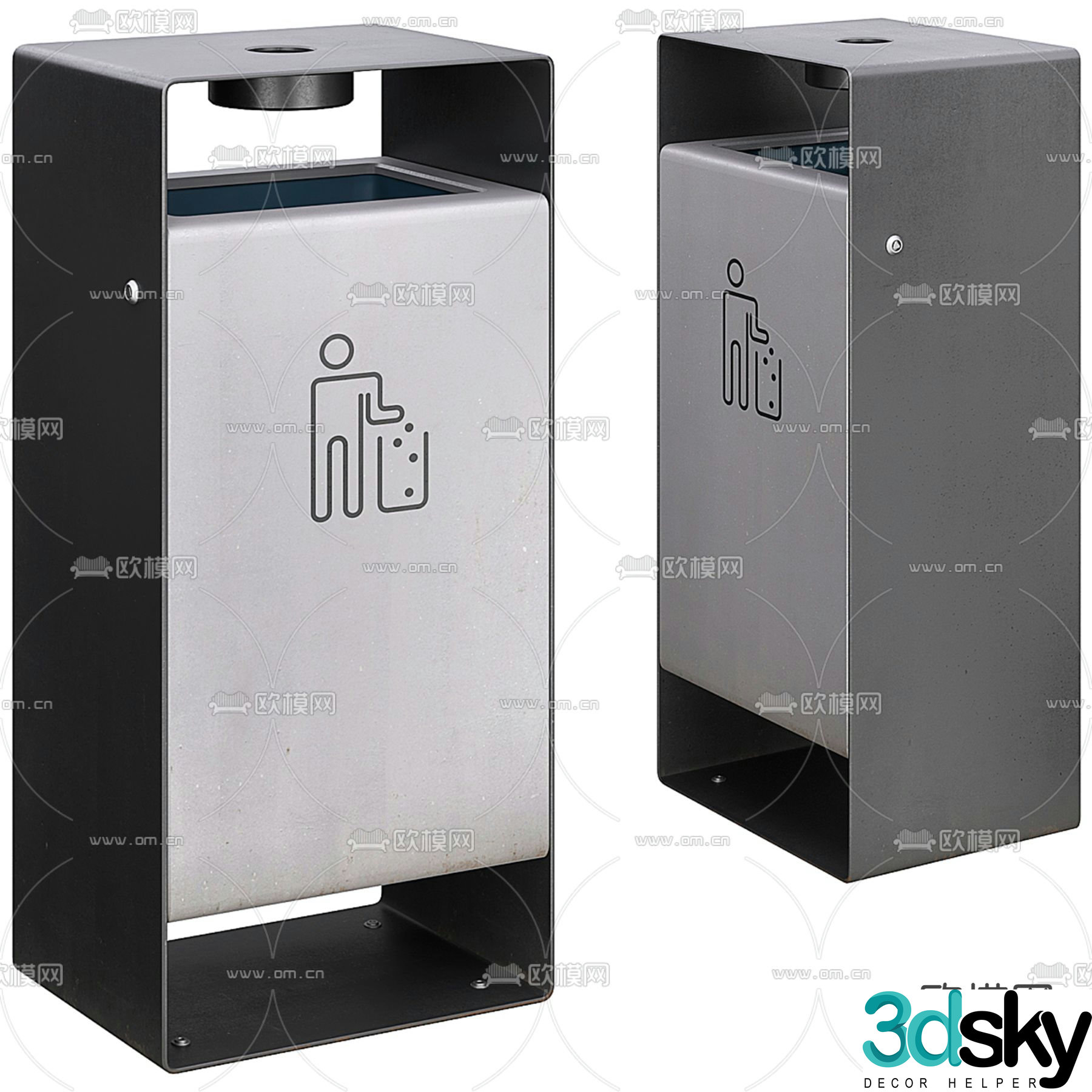 Outdoor trash can public trash can 3d model
