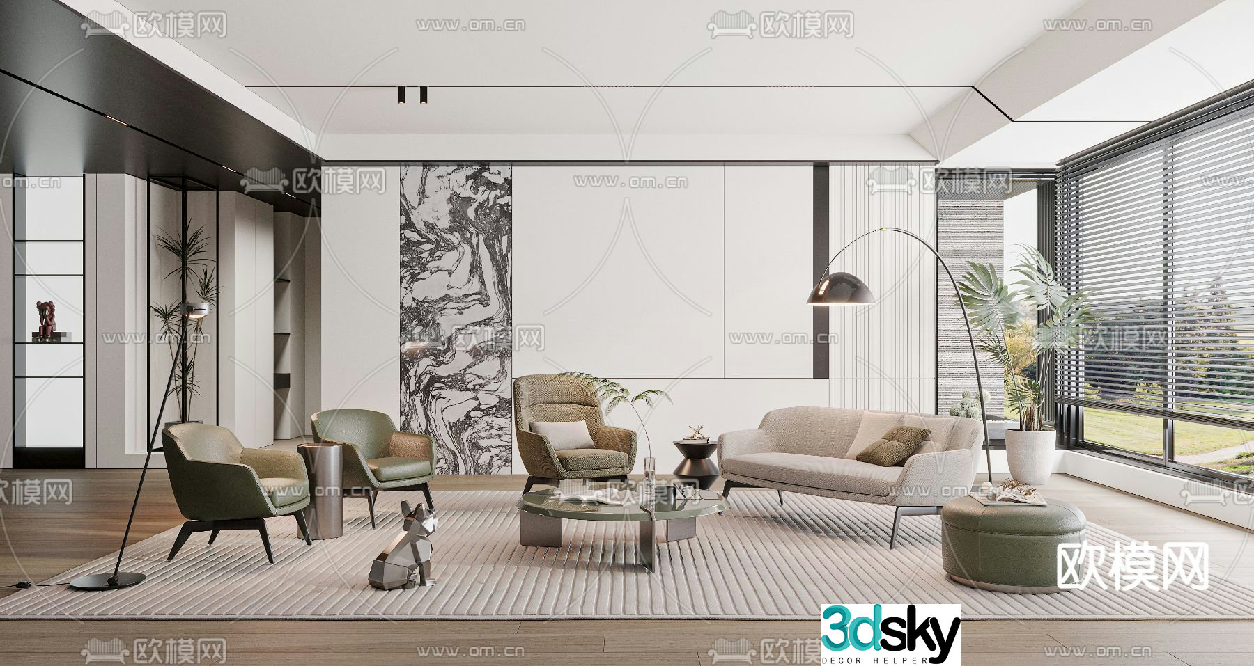 Minotti sofa living room 3d model
