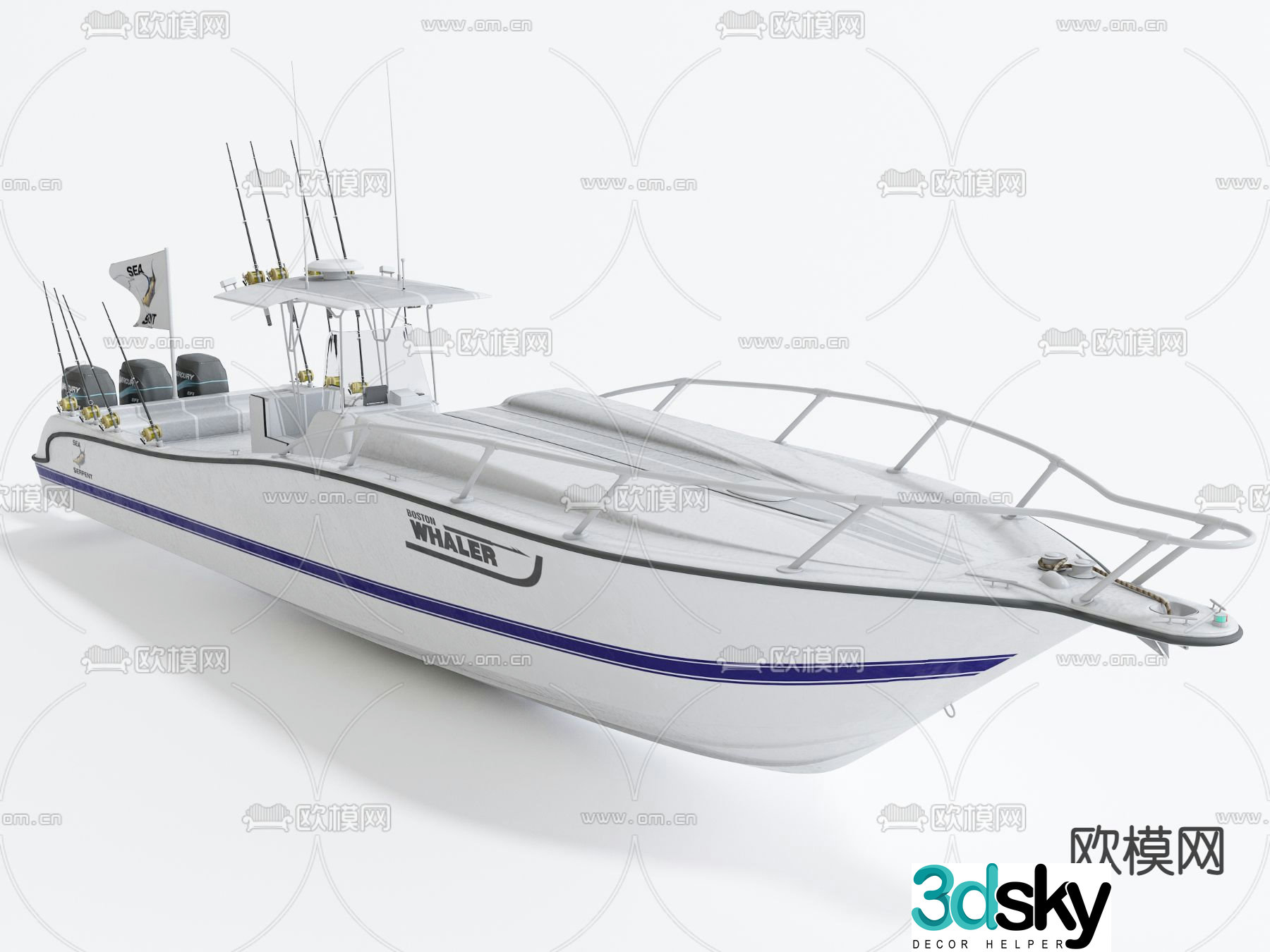 yacht speedboat boat sightseeing boat 3d model