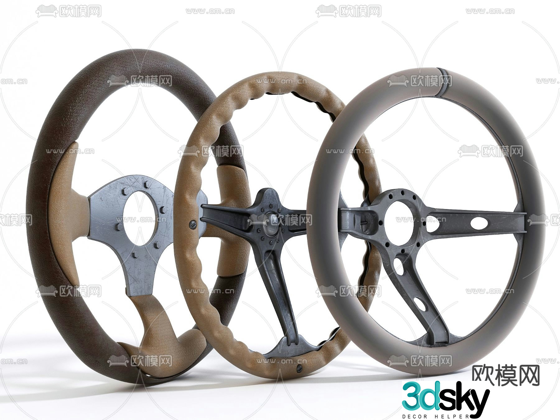 Modern steering wheel 3d model