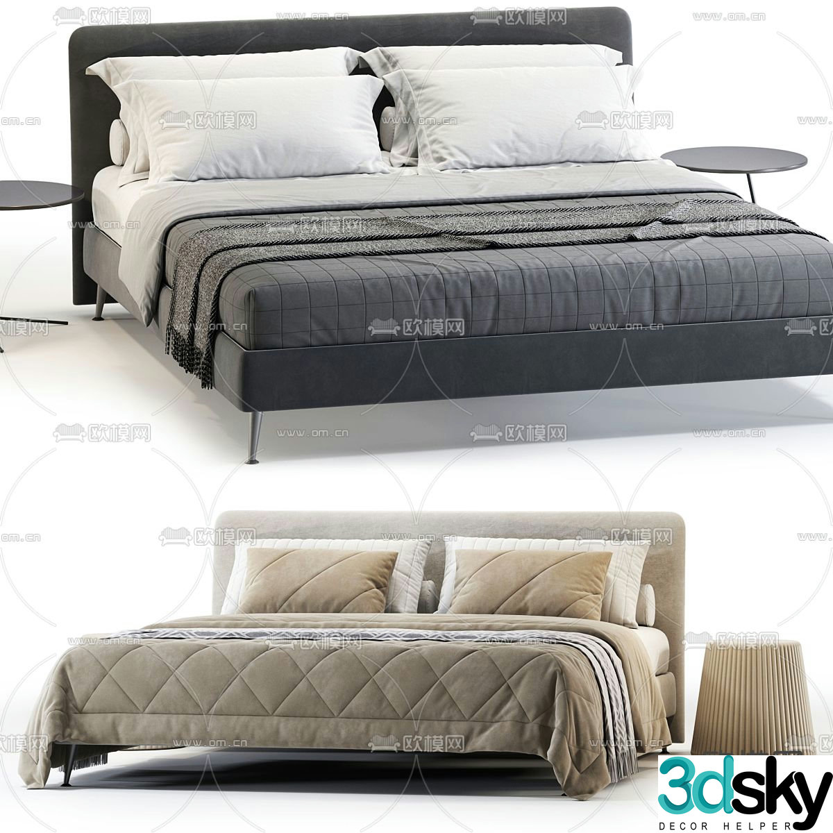 poliform double bed 3d model