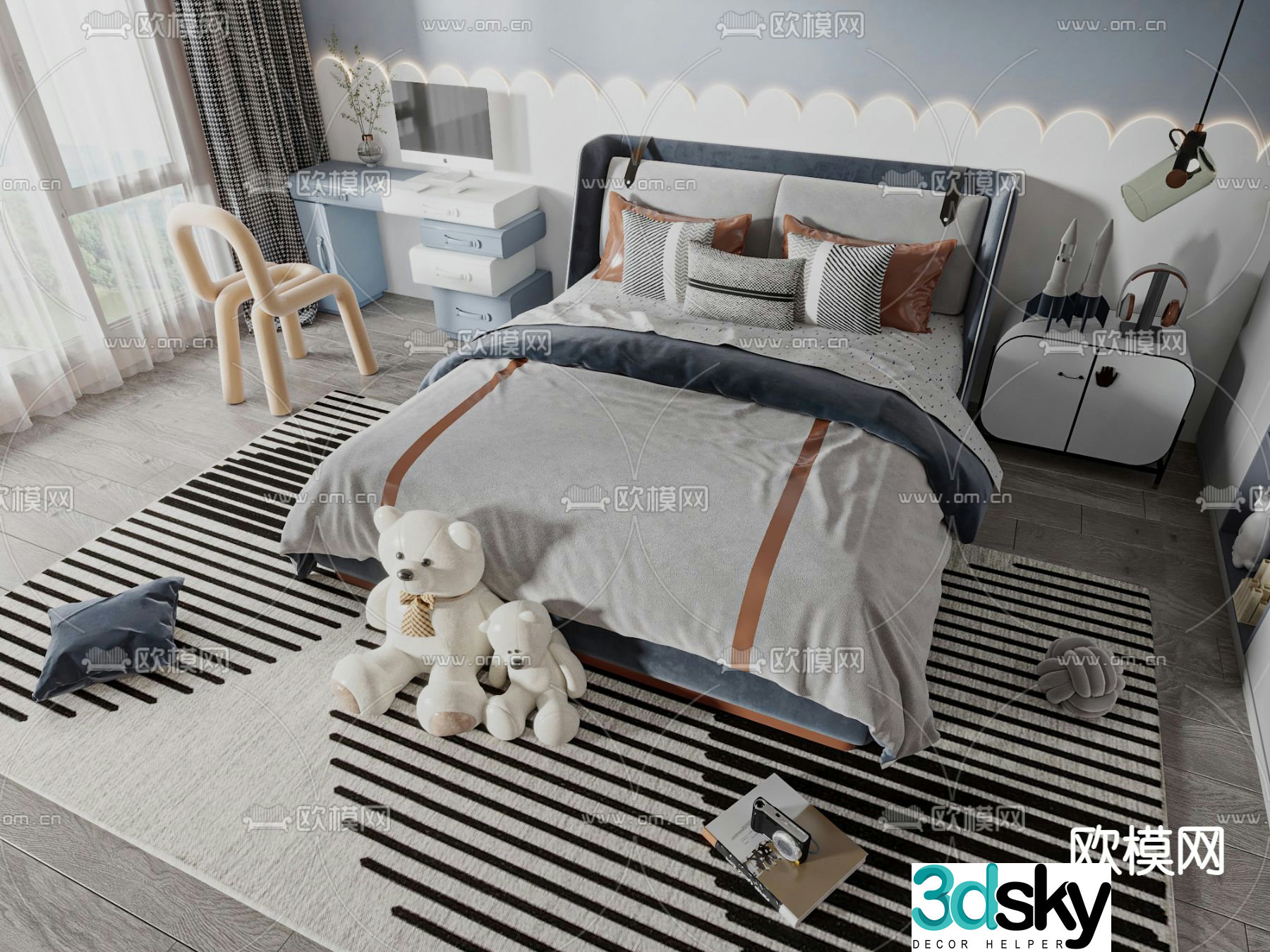 Modern children’s bed 3d model