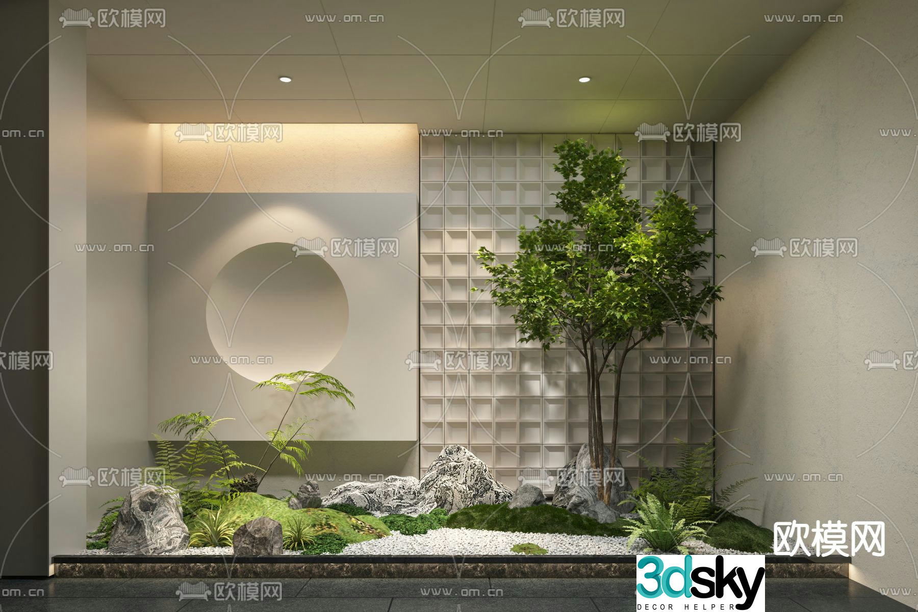 Modern potted plants indoor landscape 3d model