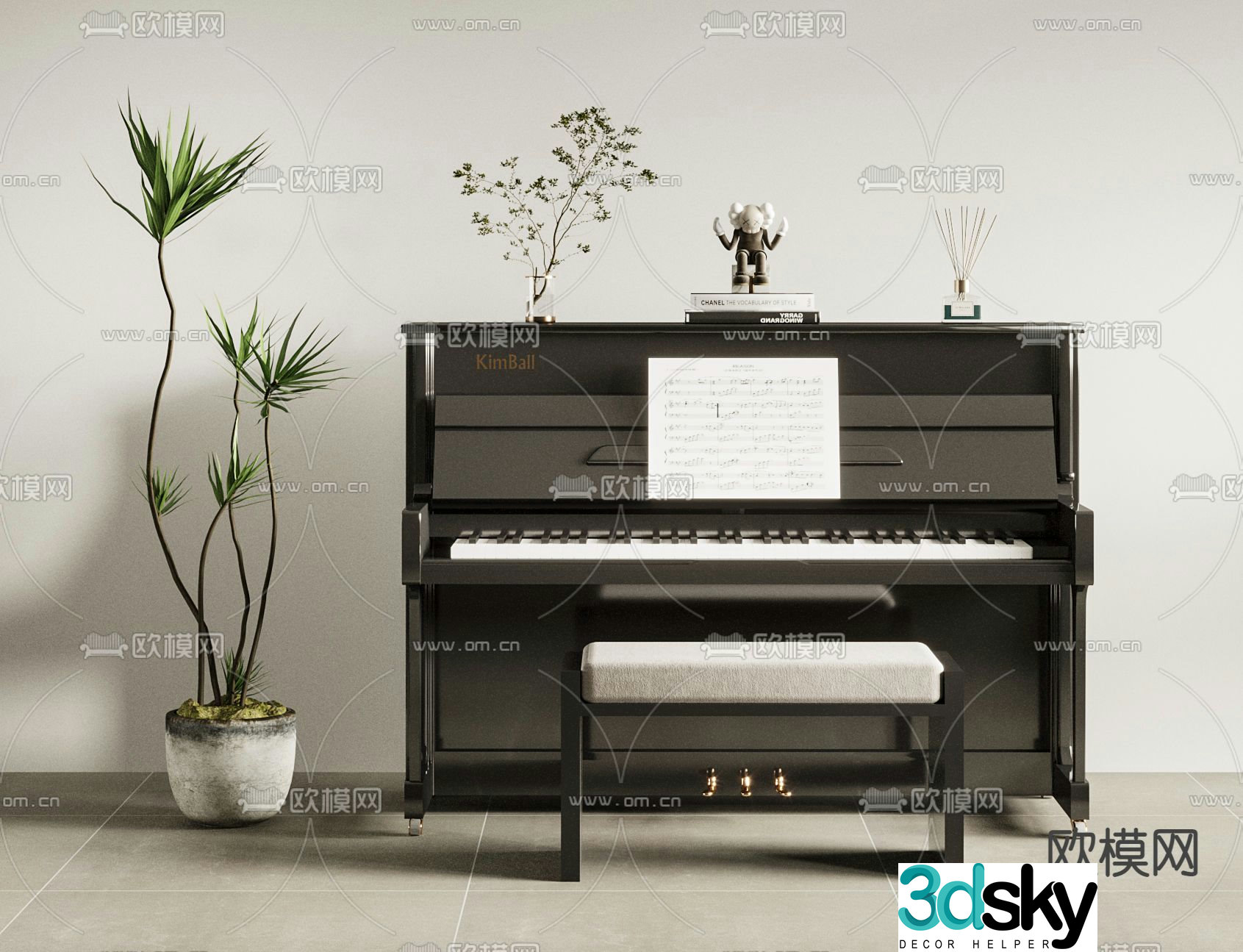 modern piano 3d model